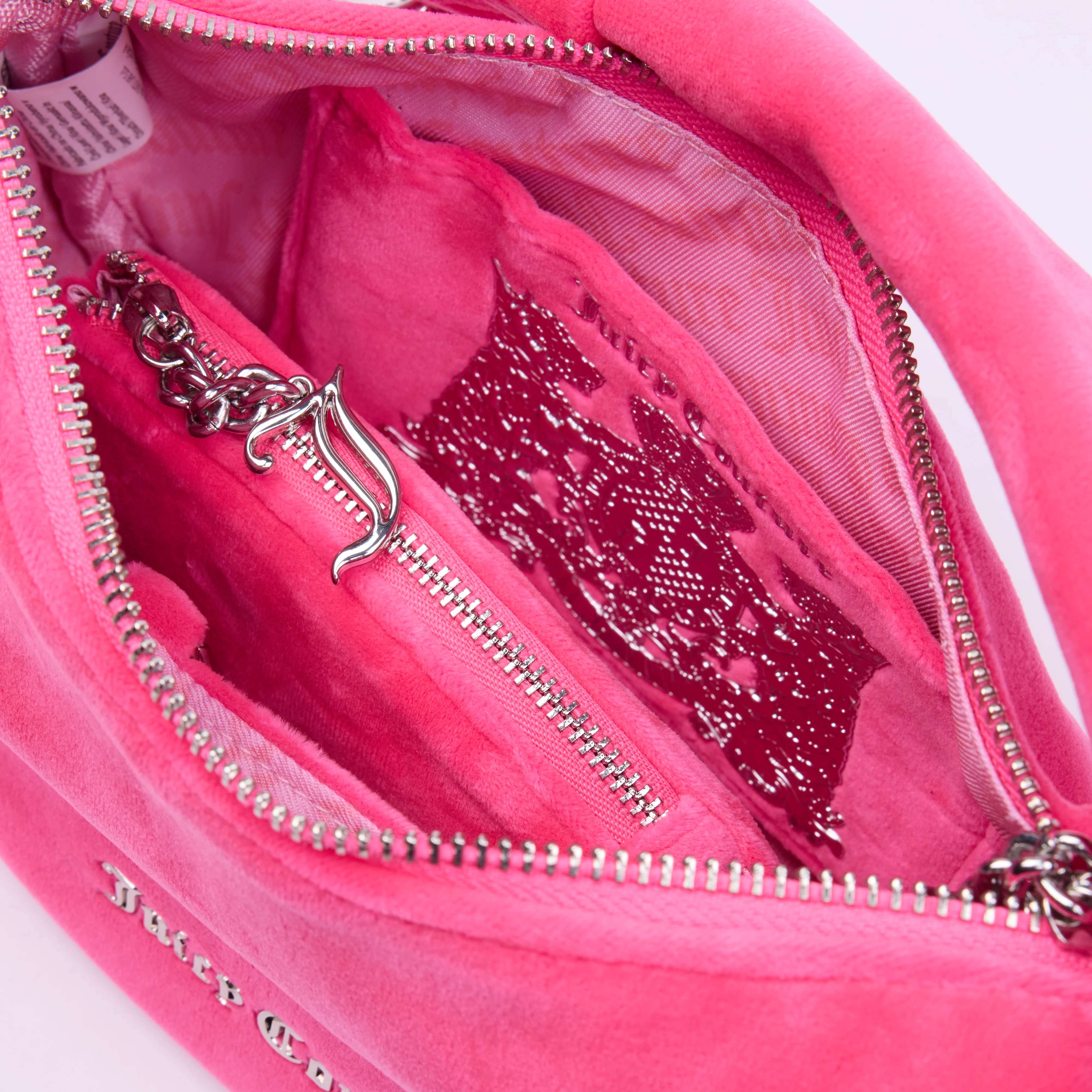 Borsa a mano con tracolla Blossom Rosa in velour - Image 3