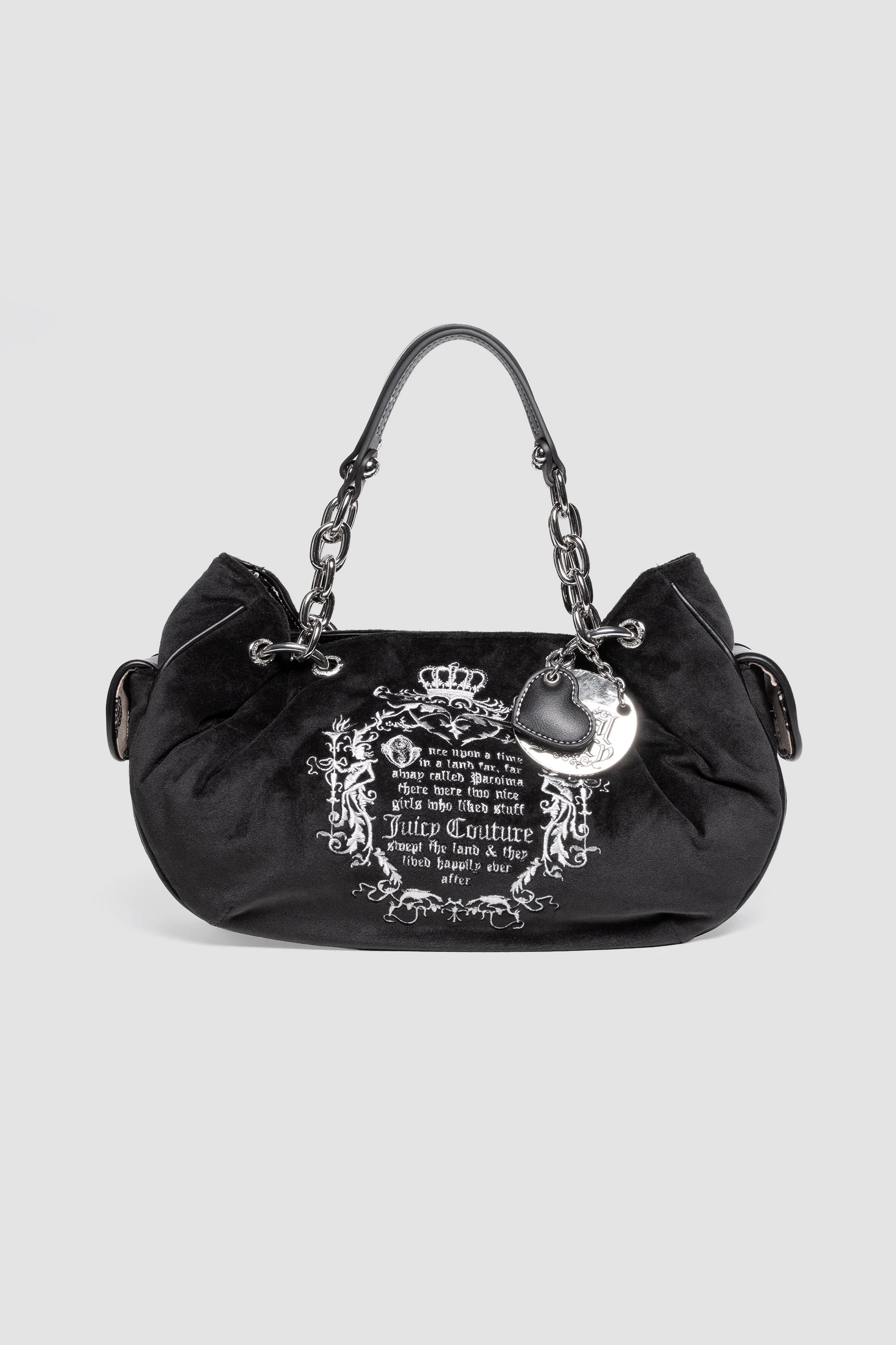 Borsa a mano Day Dreamer Fairy media in velluto e logo stampato colore Nero
