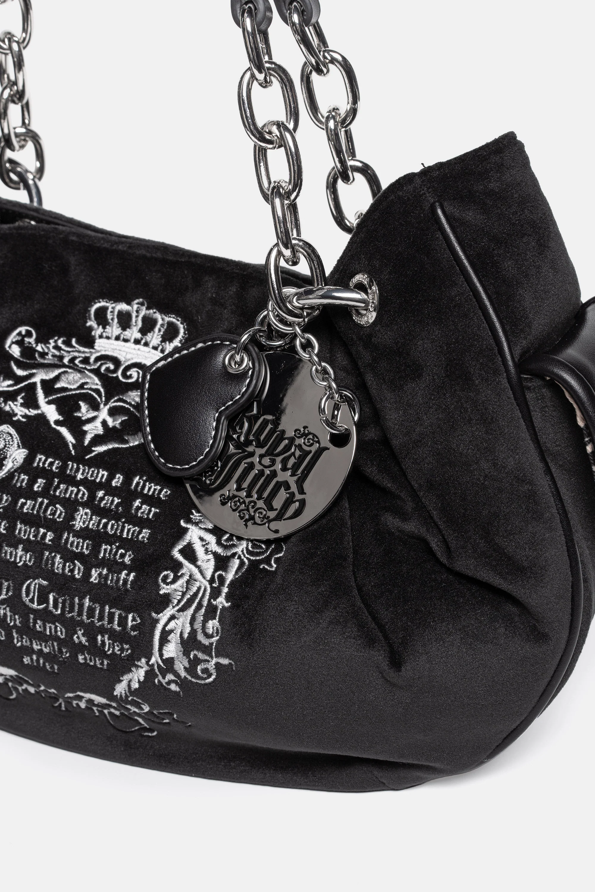 Borsa a mano Day Dreamer Fairy media in velluto e logo stampato colore Nero - Image 2