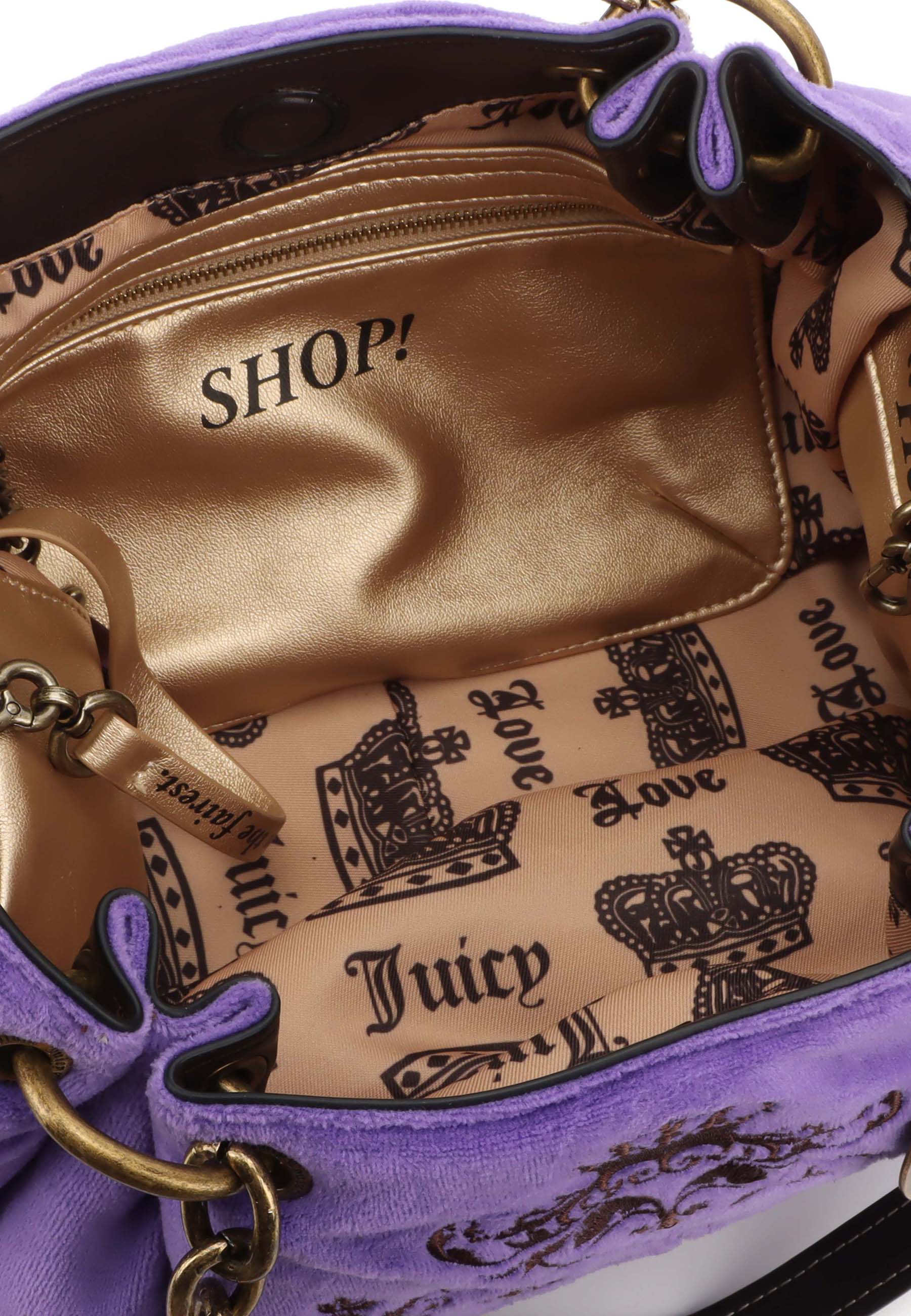 Borsa a mano Day Dreamer Fairy media in velluto e logo stampato colore Viola - Image 3