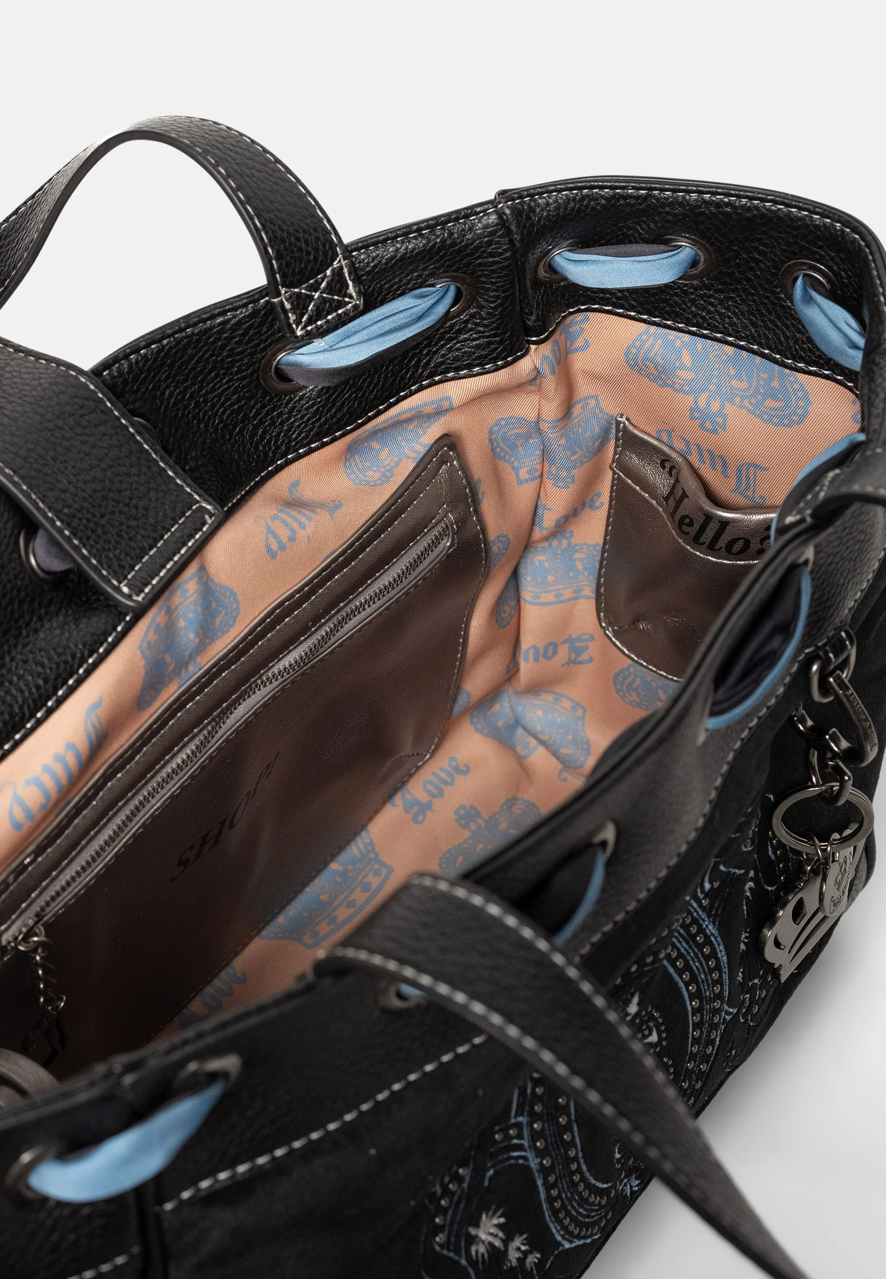 Borsa a mano DayDreamer Palm Nera in velluto - Image 5