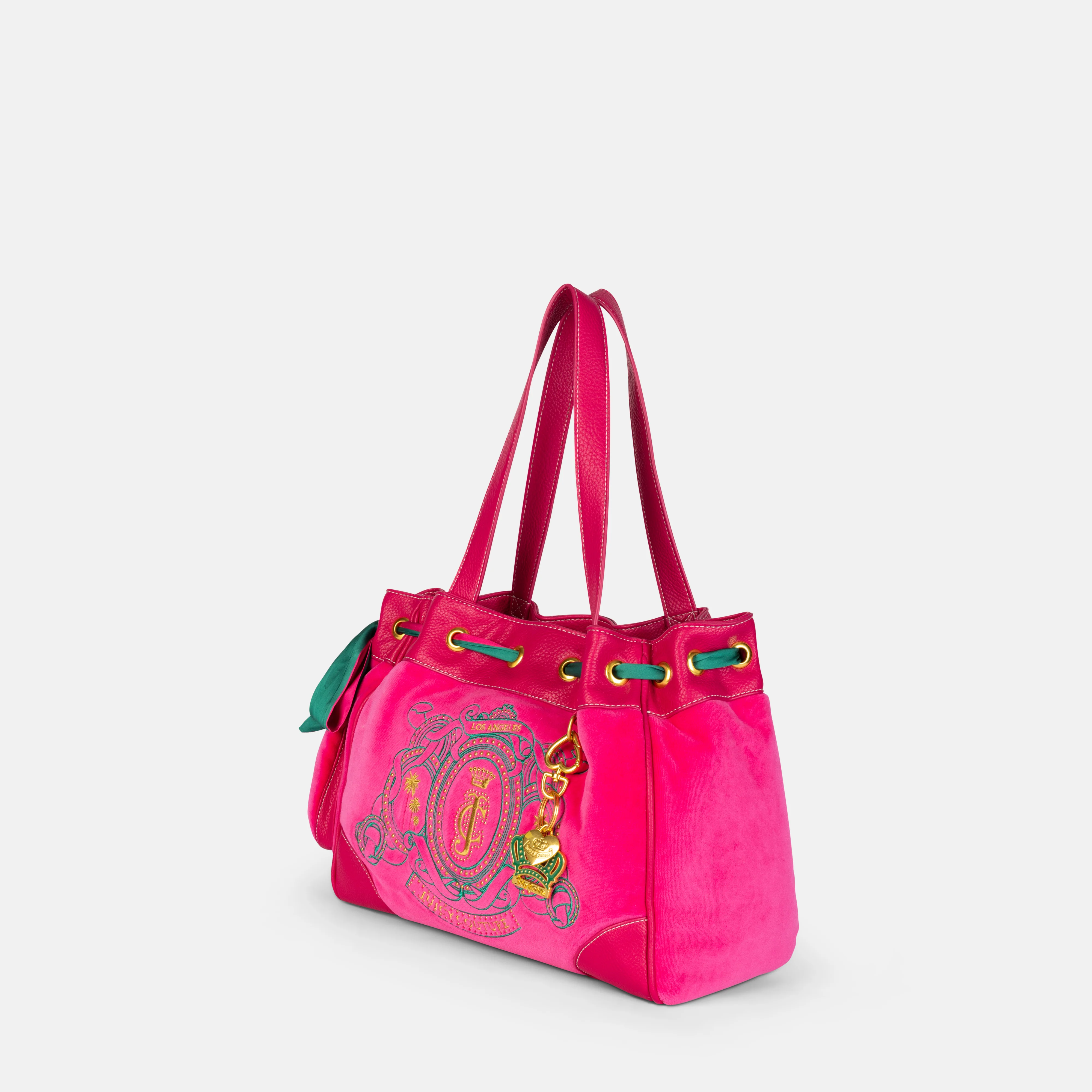 Borsa a mano DayDreamer Palm Rosa fuxia in velluto - Image 3