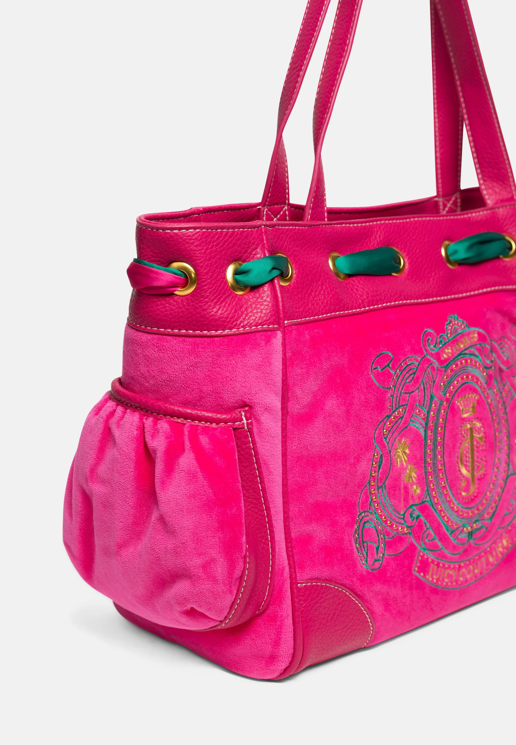 Borsa a mano DayDreamer Palm Rosa fuxia in velluto - Image 4