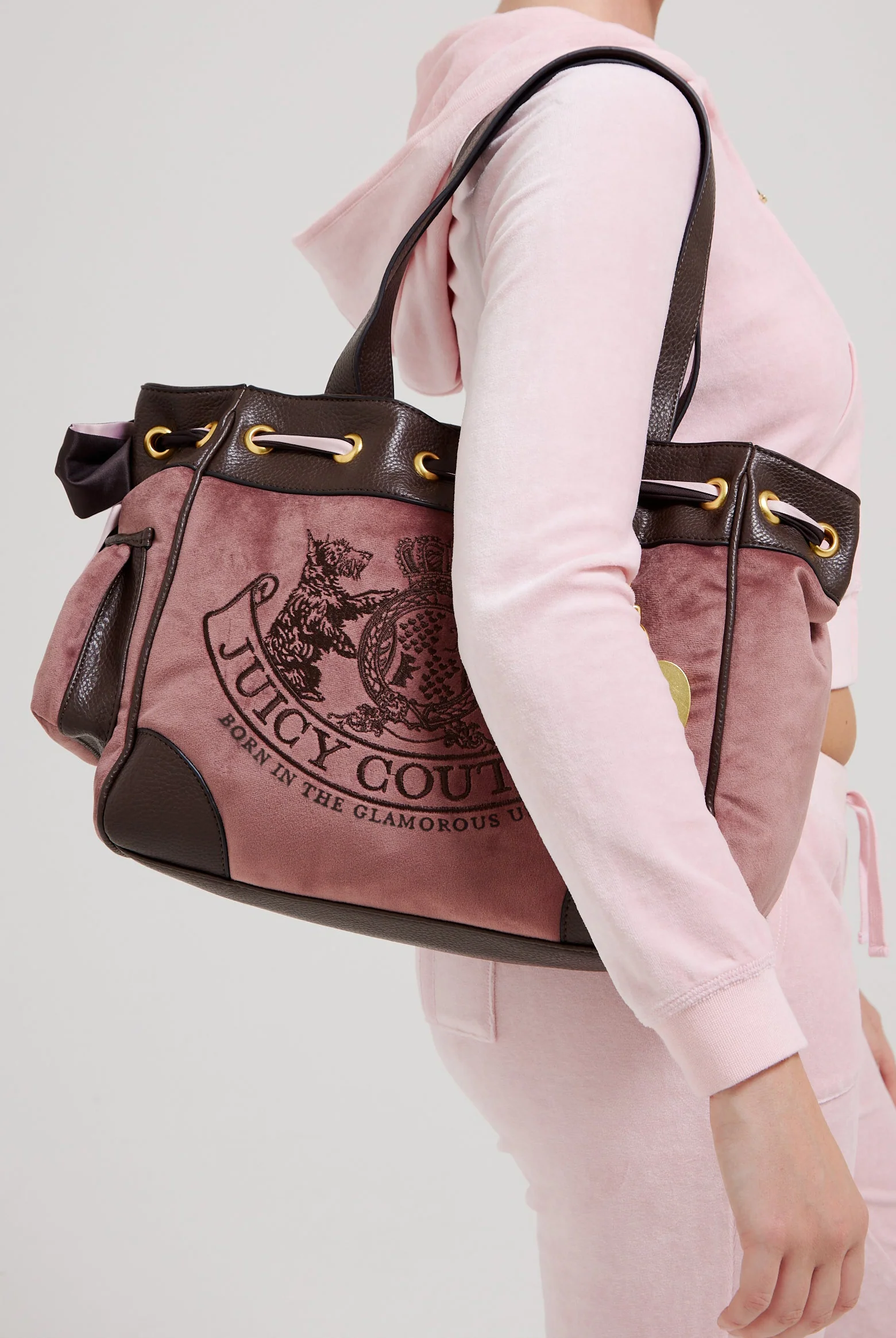 Borsa a mano DayDreamer Rosa cipria in velluto - Image 4