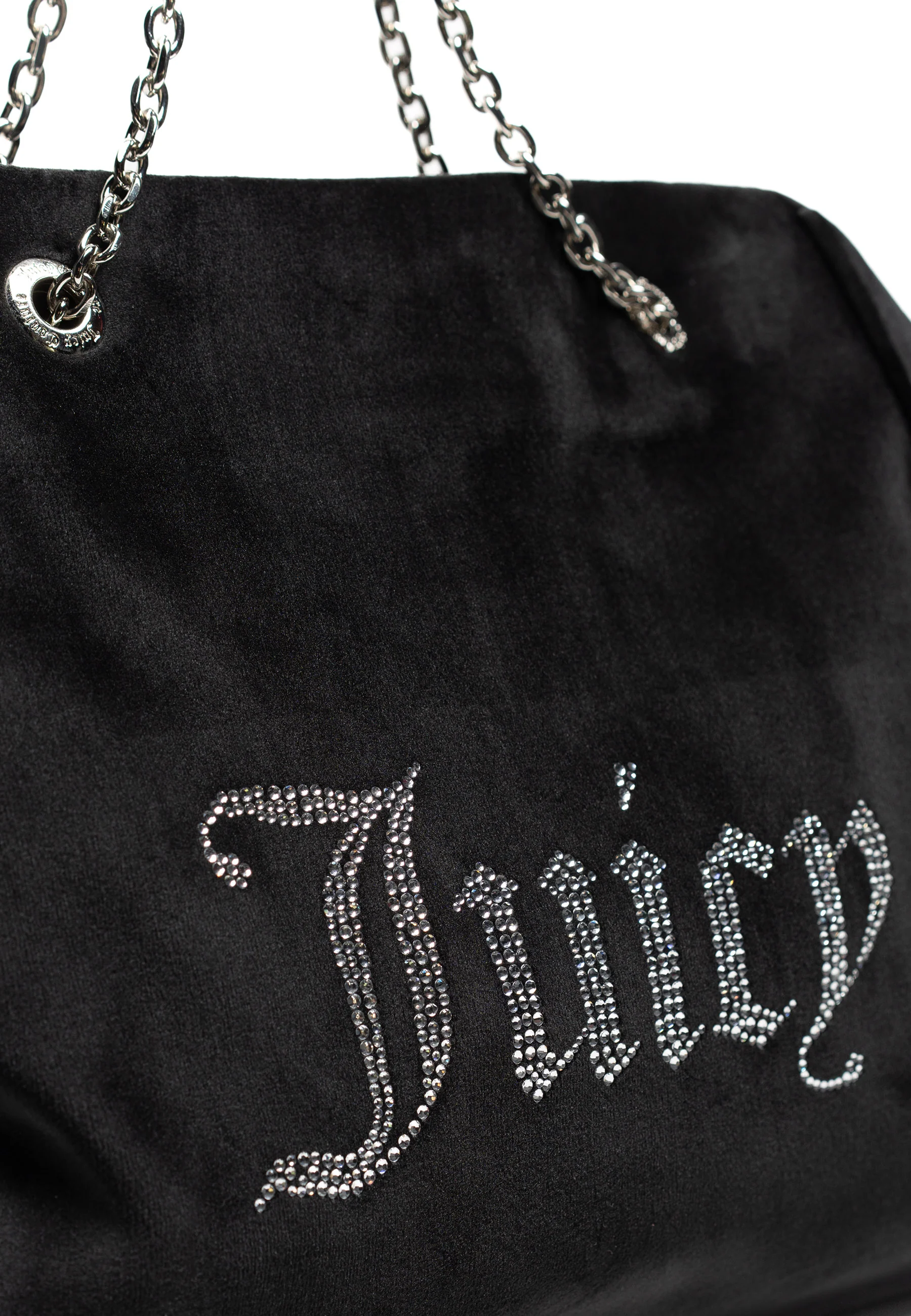 Borsa a mano grande con catena Kimberly Nero in velour - Image 3