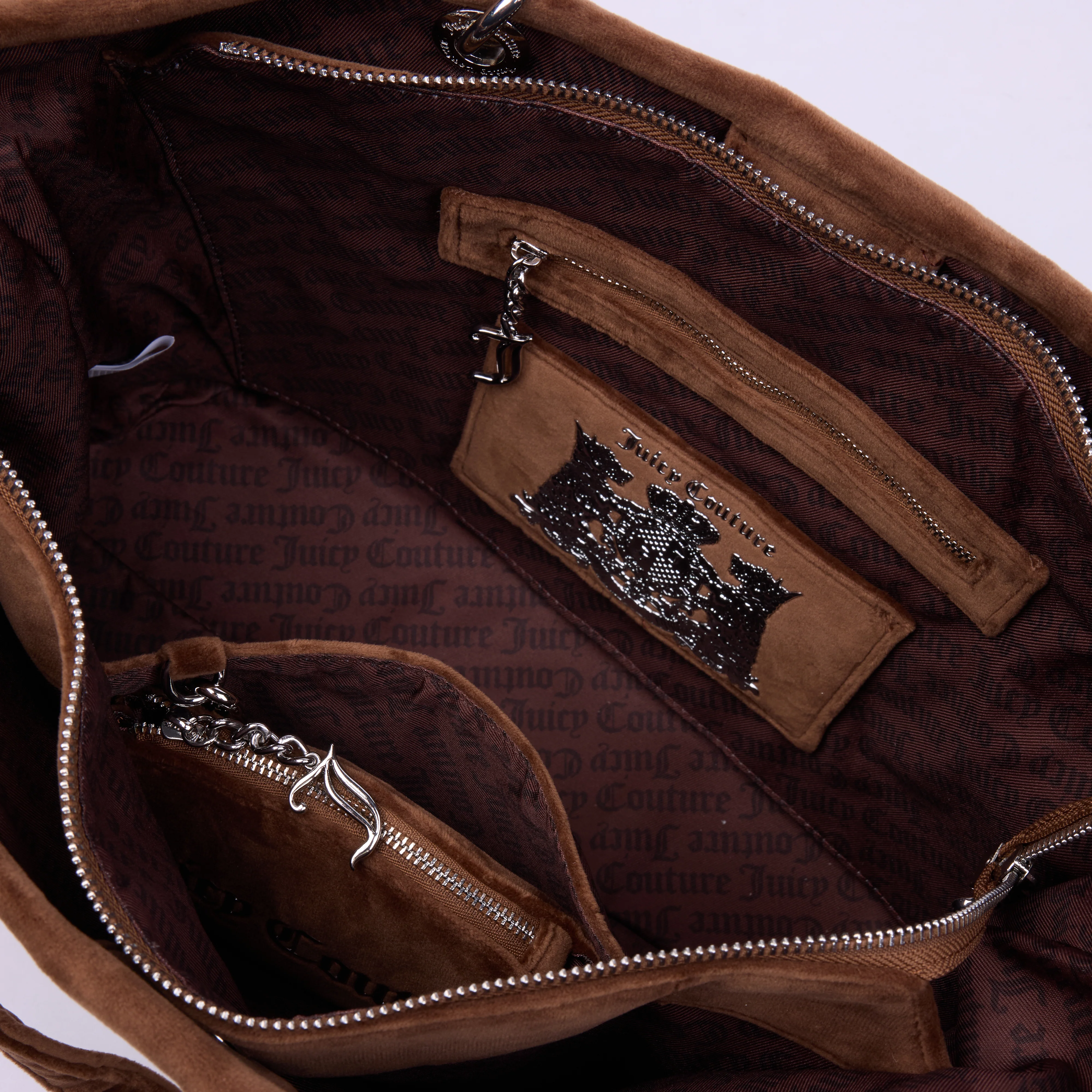 Borsa a mano grande Kimberly Marrone in velour - Image 3