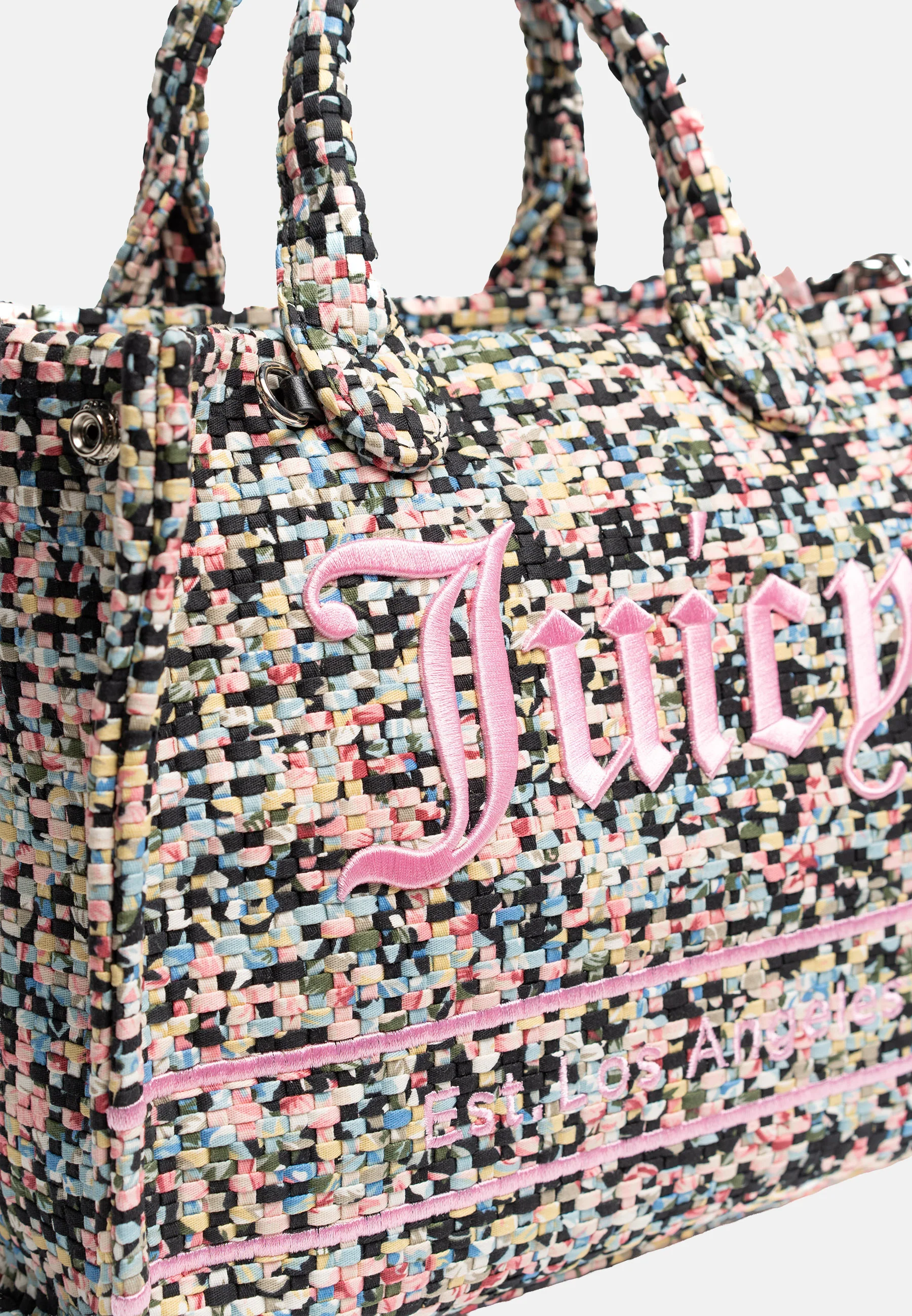 Borsa a mano Iris con stampa multicolore effetto tweed e logo frontale a contrasto - Image 2