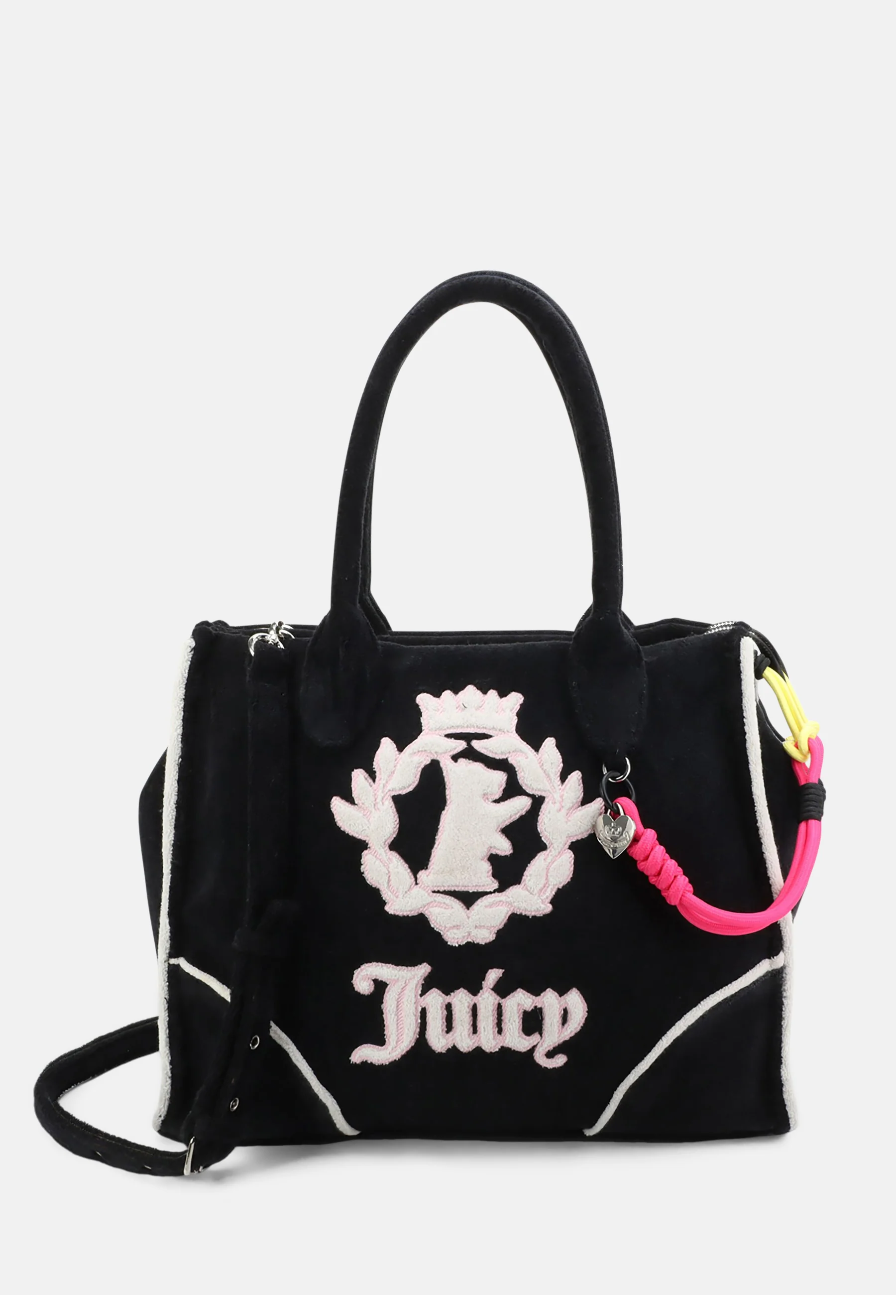 Borsa a mano Iris in spugna con tracolla e logo ricamato a contrasto colore Nero
