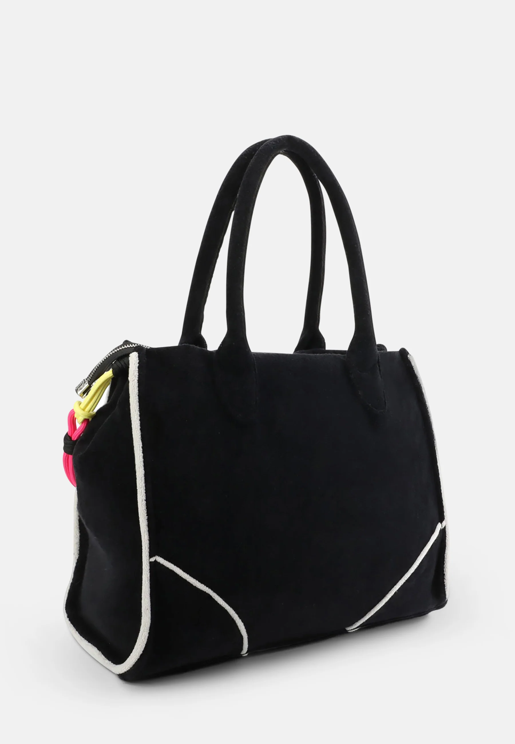 Borsa a mano Iris in spugna con tracolla e logo ricamato a contrasto colore Nero - Image 2