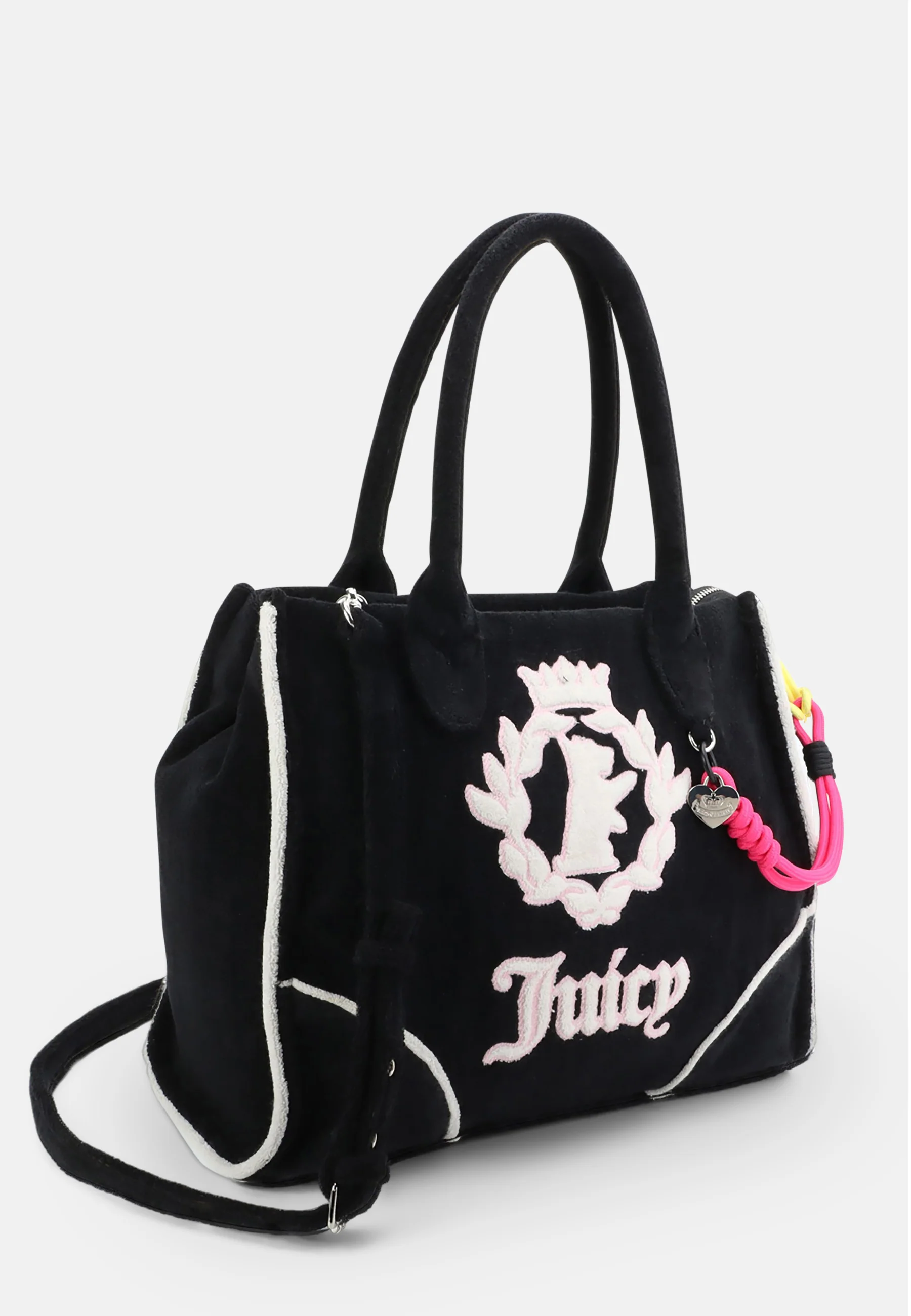 Borsa a mano Iris in spugna con tracolla e logo ricamato a contrasto colore Nero - Image 5