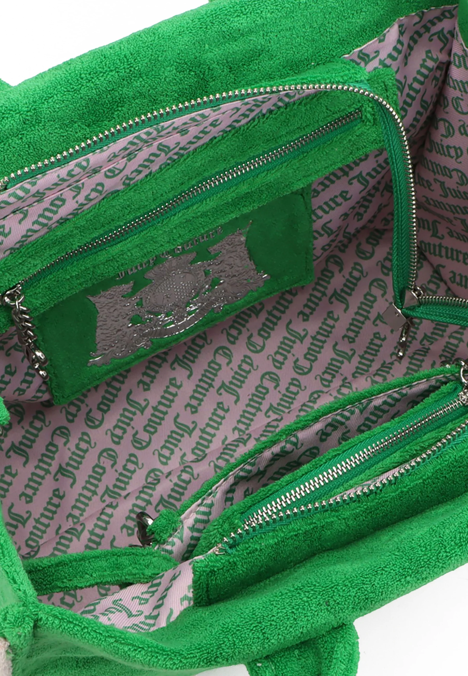 Borsa a mano Iris in spugna con tracolla e logo ricamato a contrasto colore Verde - Image 3