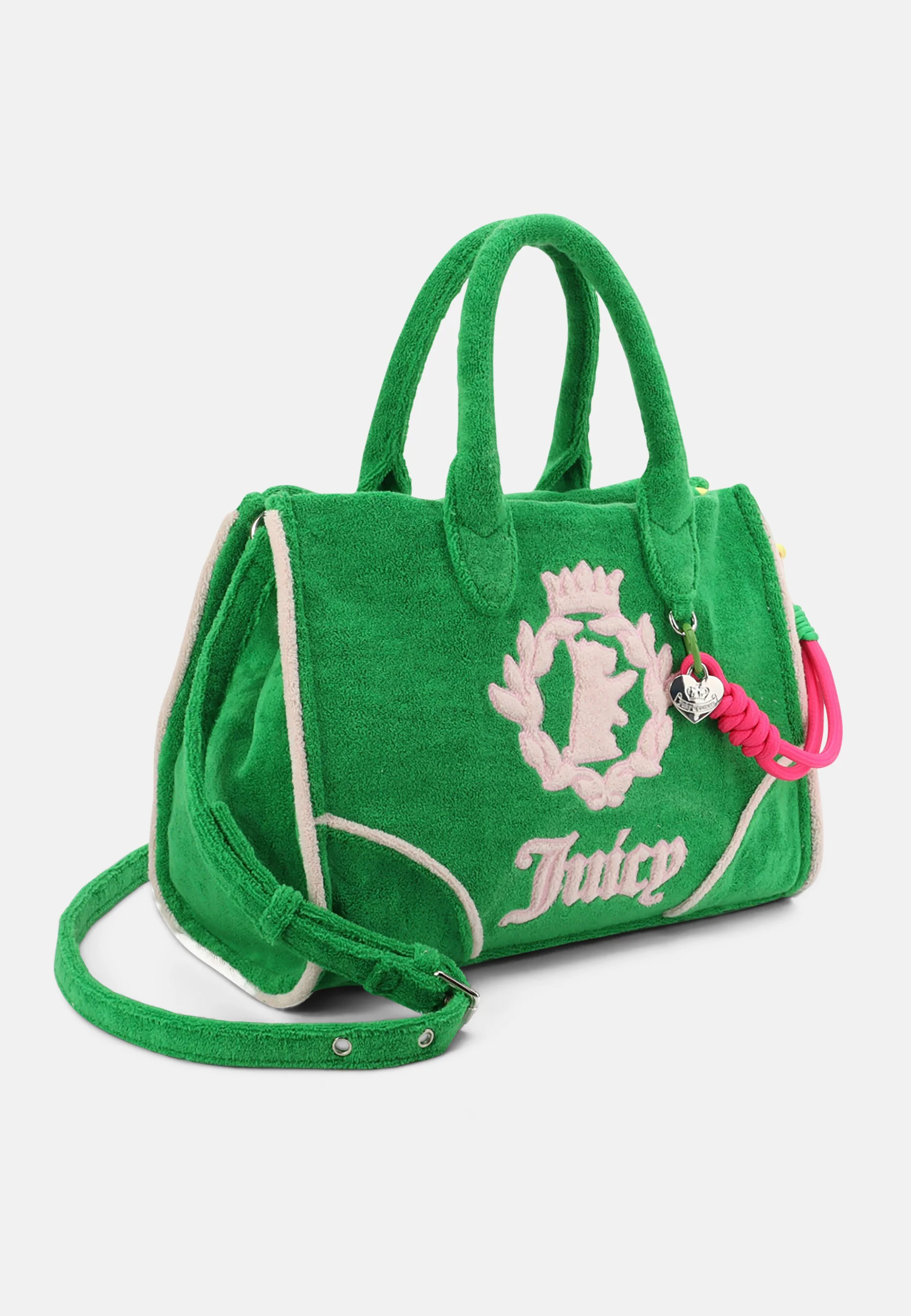Borsa a mano Iris in spugna con tracolla e logo ricamato a contrasto colore Verde - Image 4