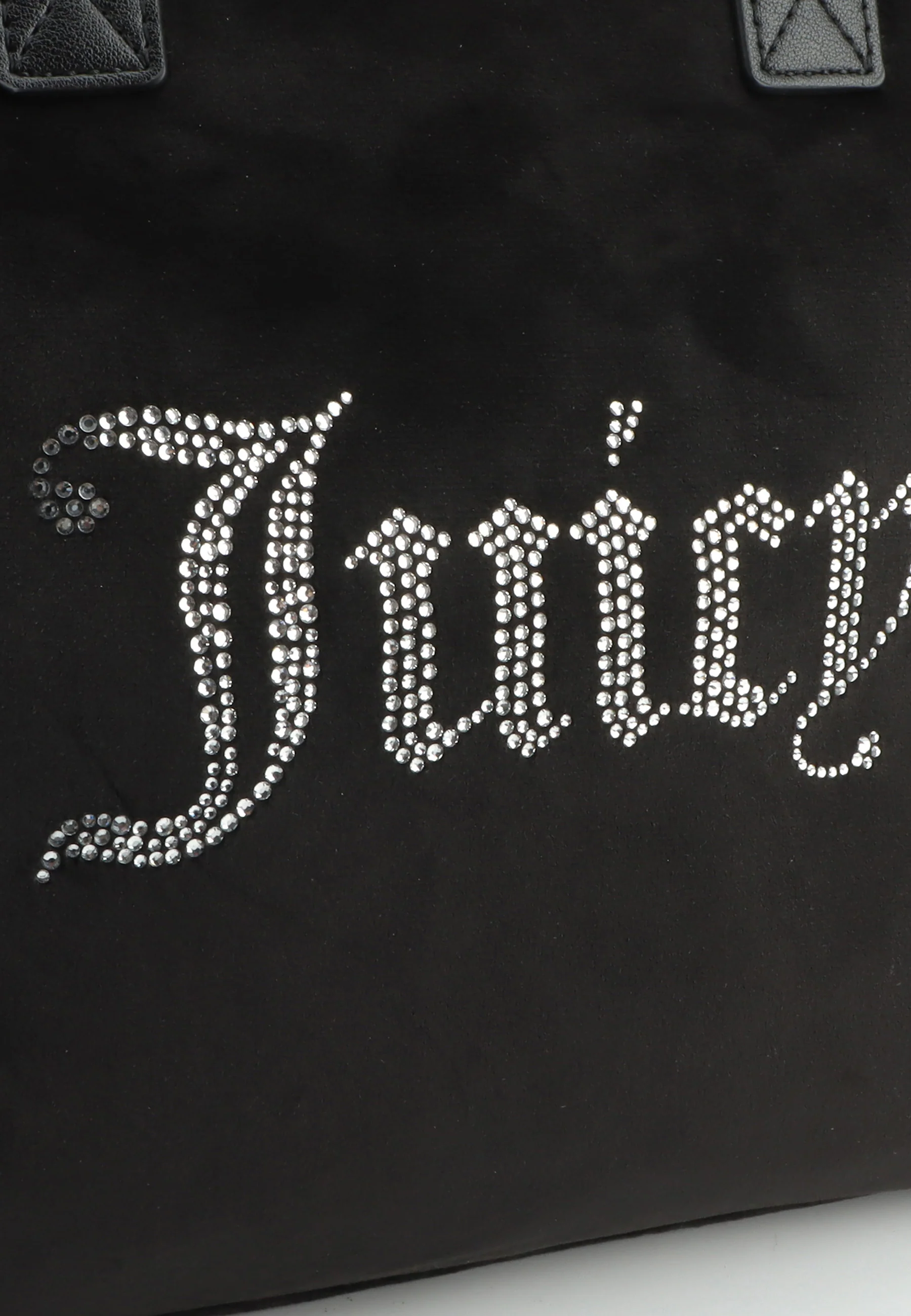 Borsa a mano Iris in velluto con tracolla e logo in strass colore Nero - Image 6