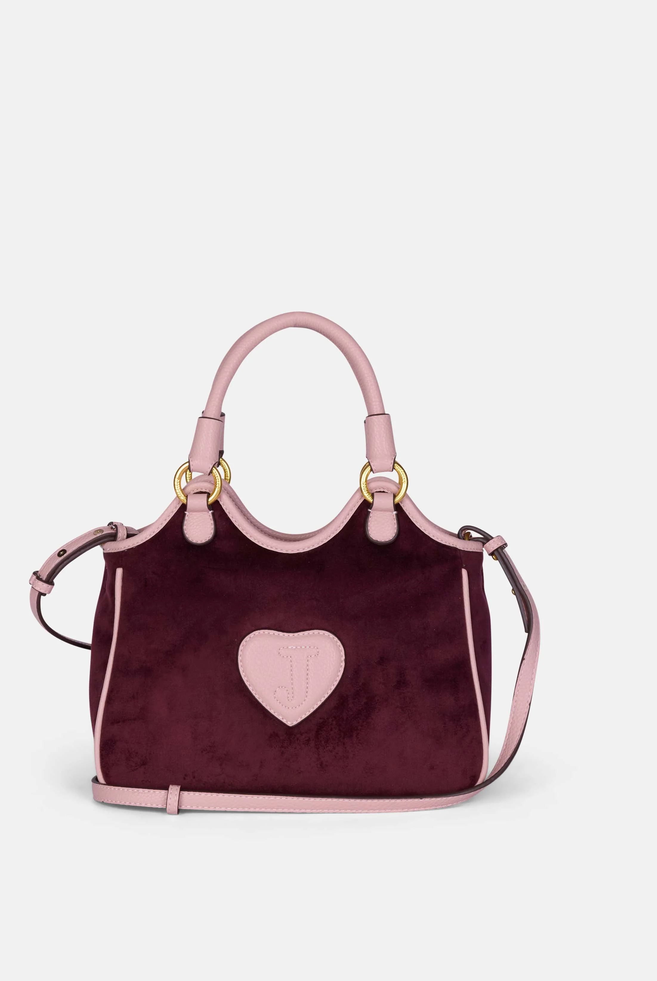 Borsa a mano media con tracolla Heritage Bordeaux in velour - Image 2