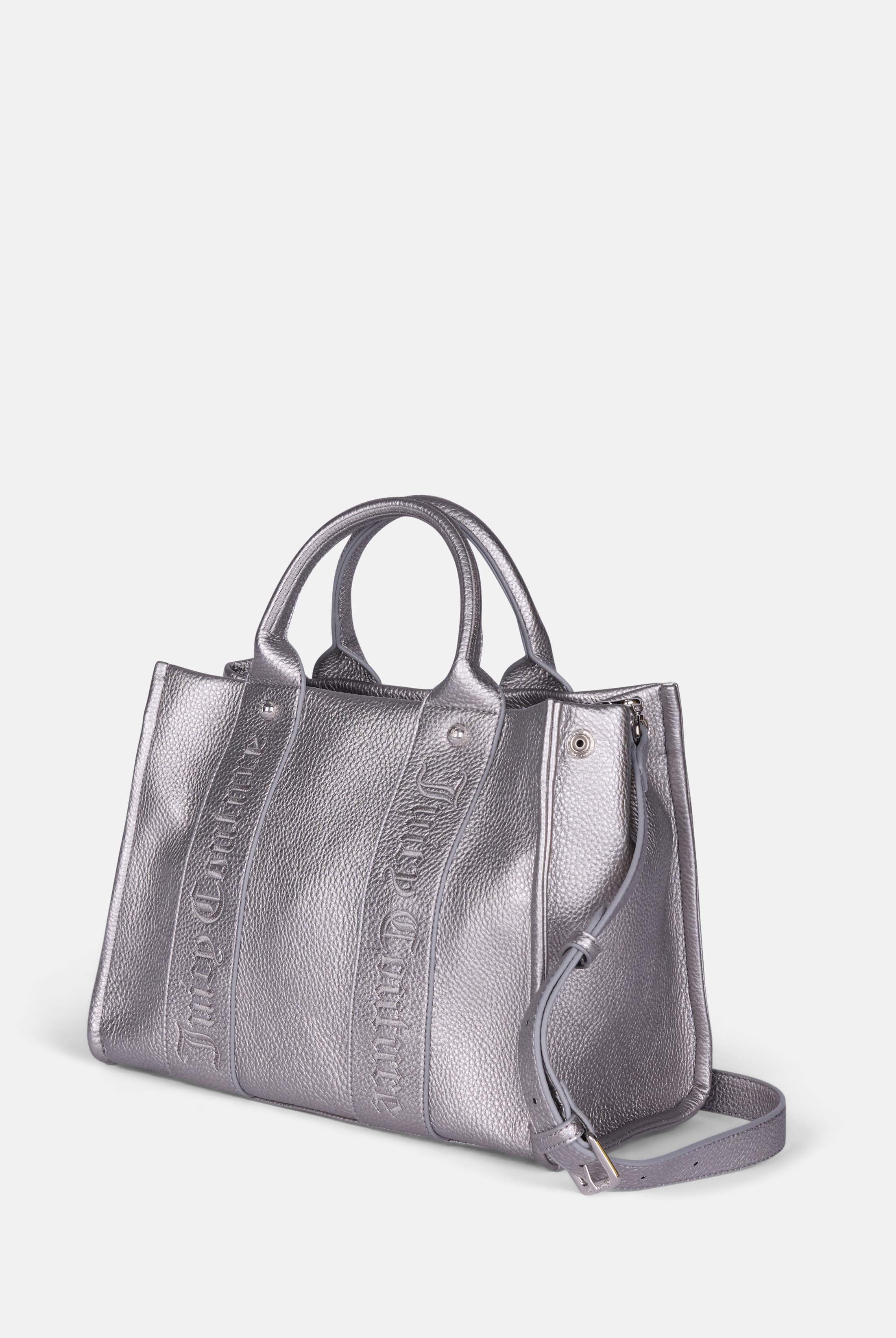 Borsa a mano media con tracolla Iris Argento in ecopelle - Image 4
