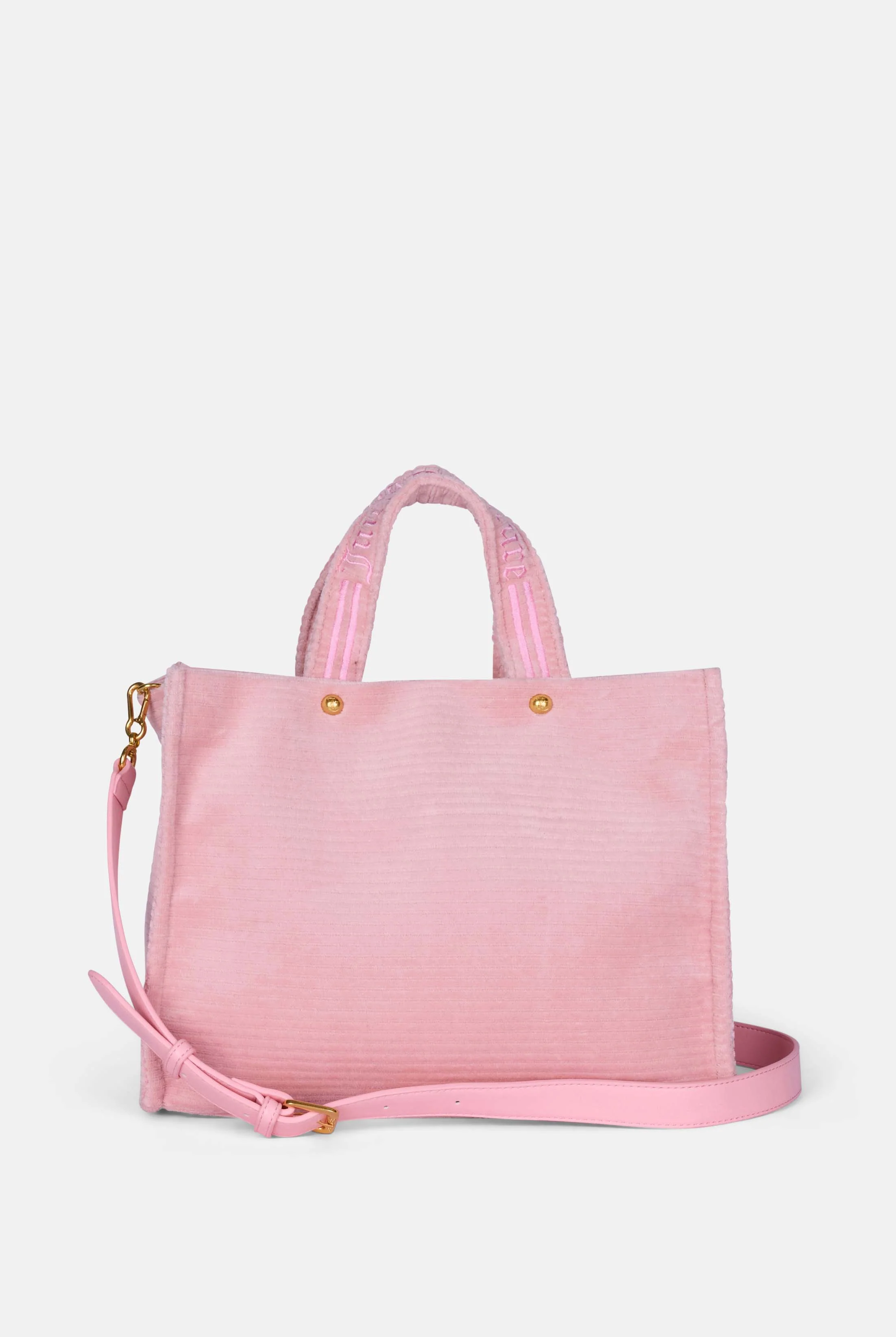 Borsa a mano media con tracolla Iris Rosa Juicy in velour a coste - Image 2