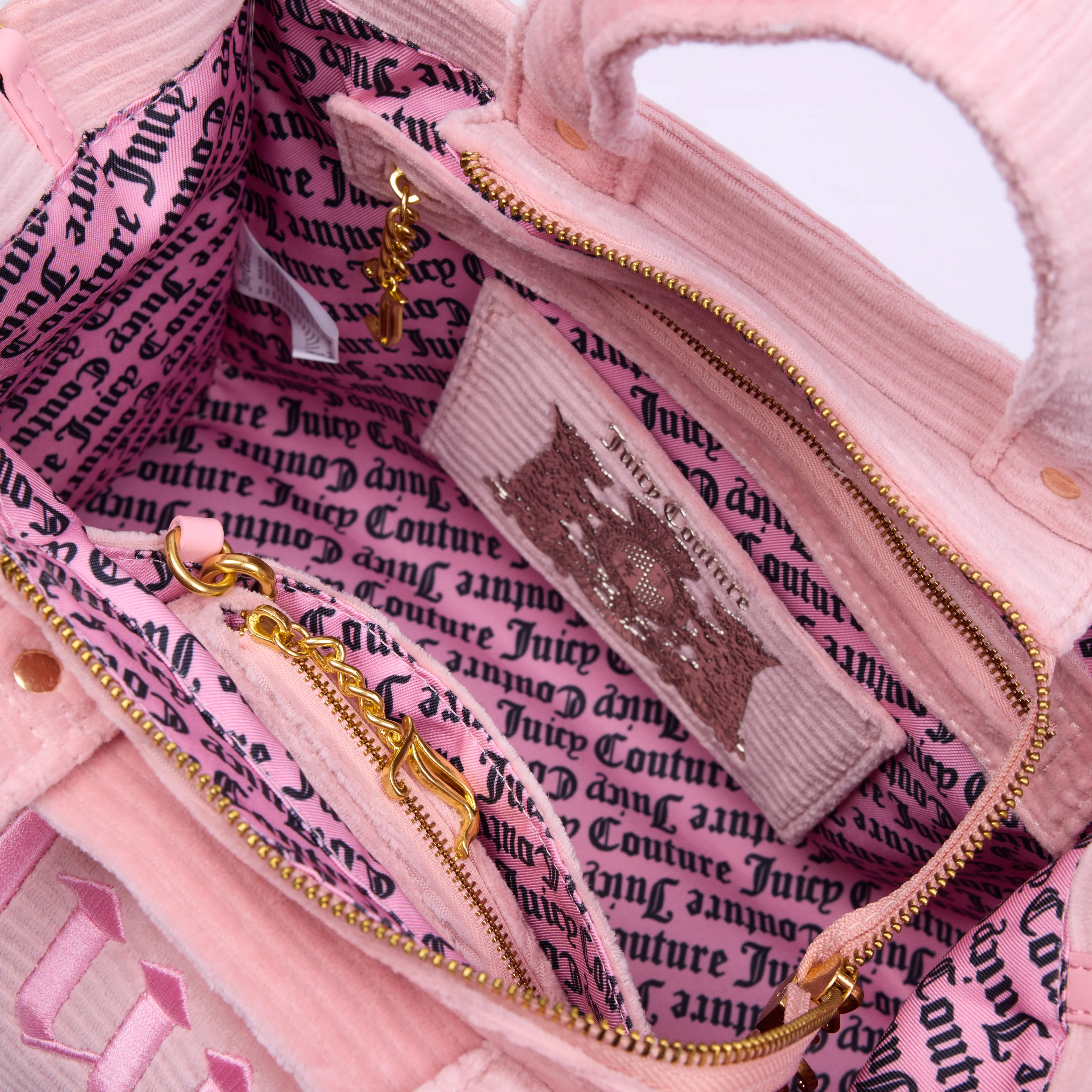 Borsa a mano media con tracolla Iris Rosa Juicy in velour a coste - Image 3
