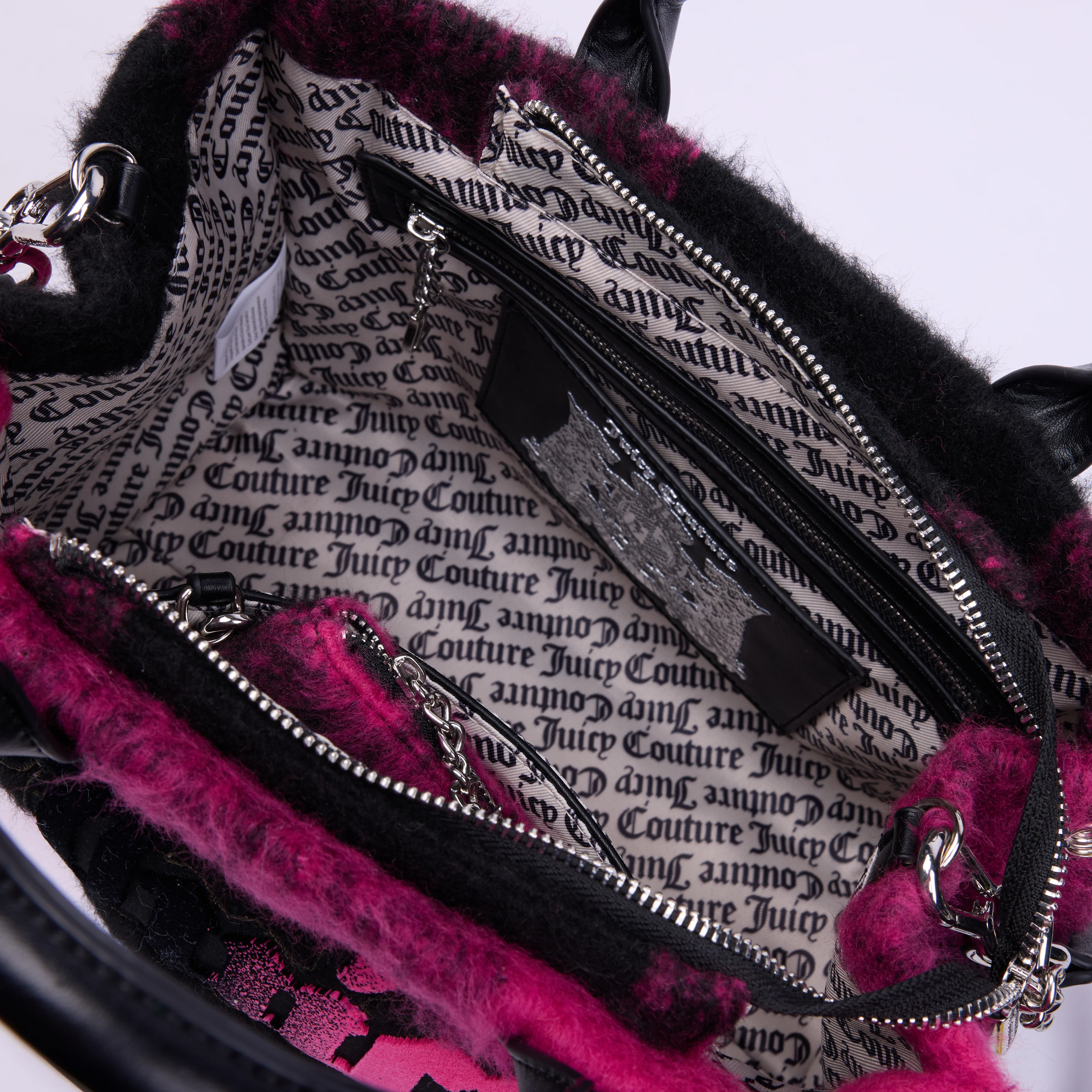 Borsa a mano media Iris Rosa in ecopelle con elementi in pelliccia - Image 3