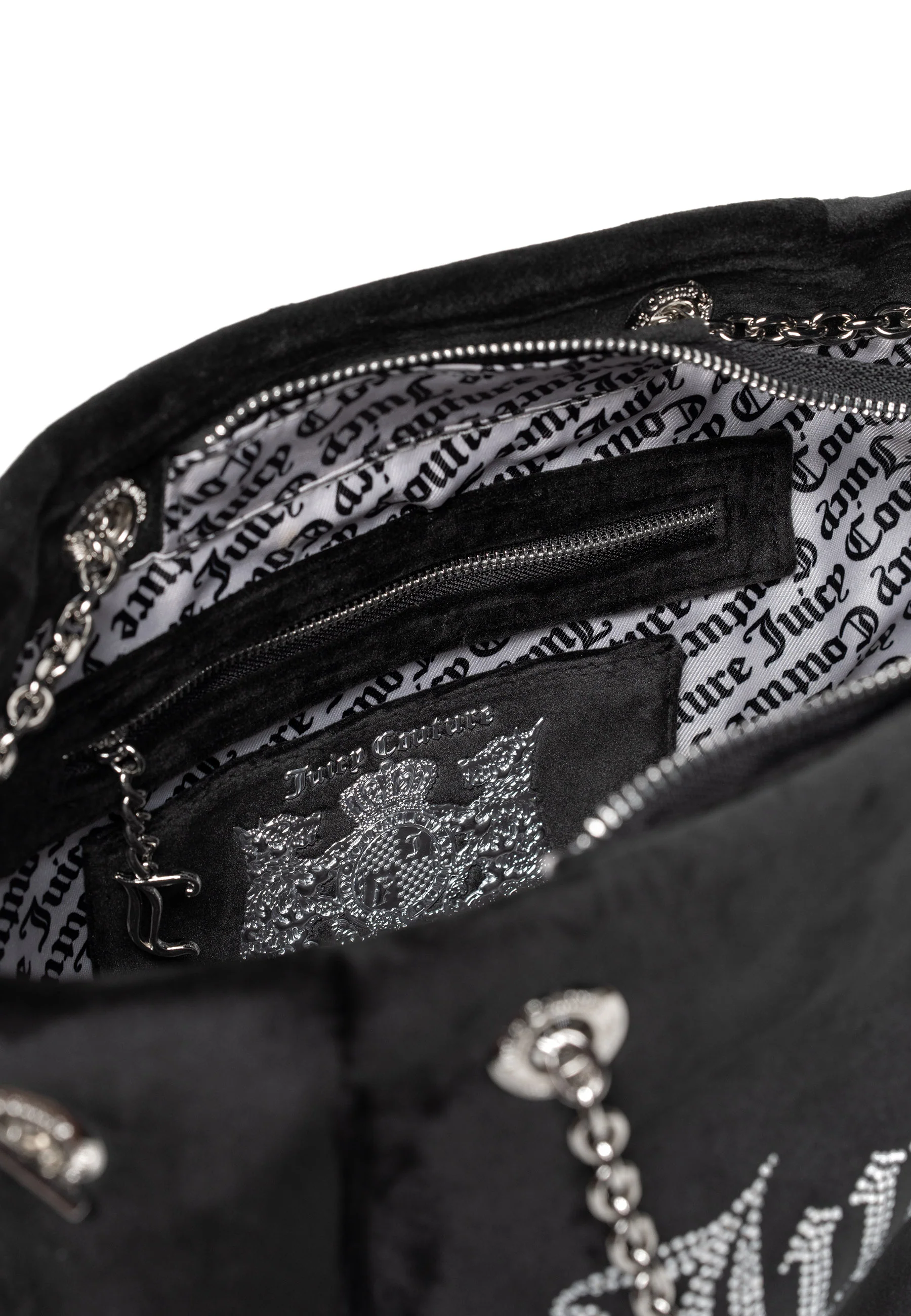 Borsa a mano piccola con catena Kimberly Nero in velour - Image 4