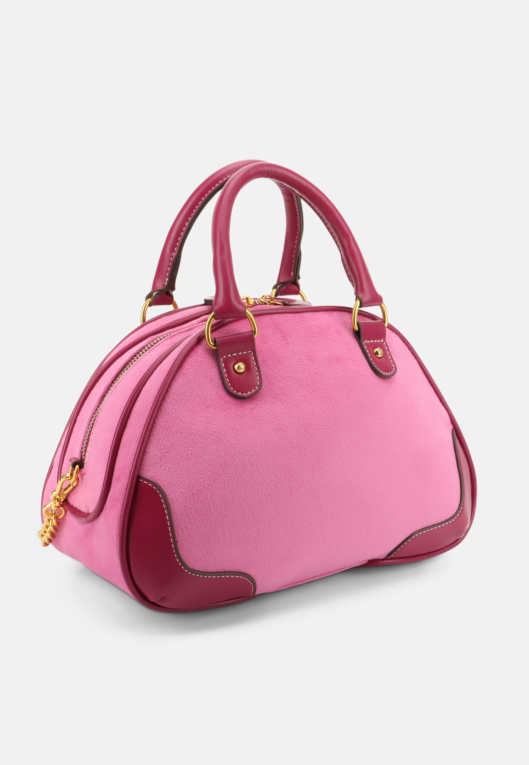 Borsa a mano Twig Narrative in velluto con tracolla, catena e logo stampato colore Rosa - Image 2