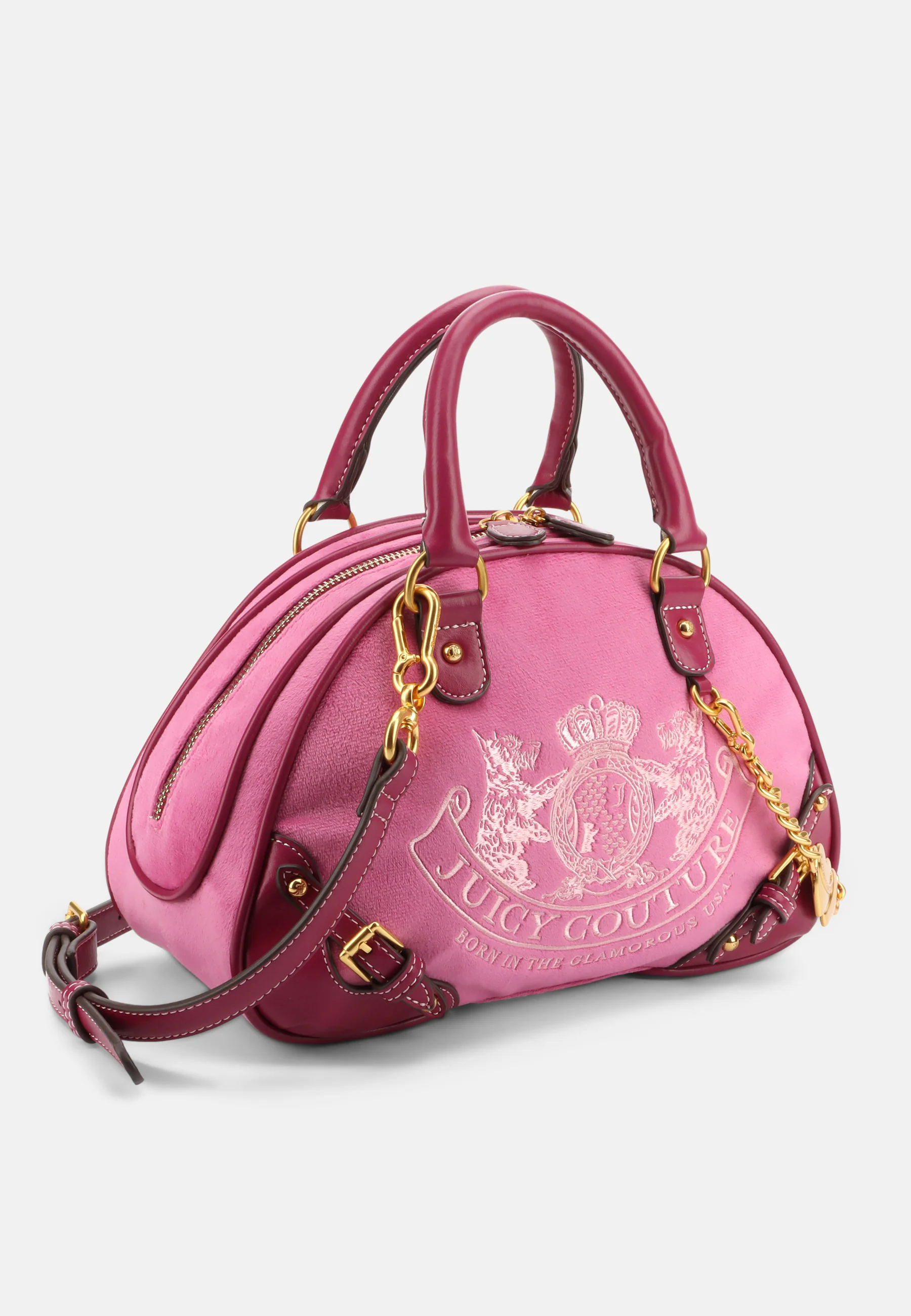 Borsa a mano Twig Narrative in velluto con tracolla, catena e logo stampato colore Rosa - Image 5