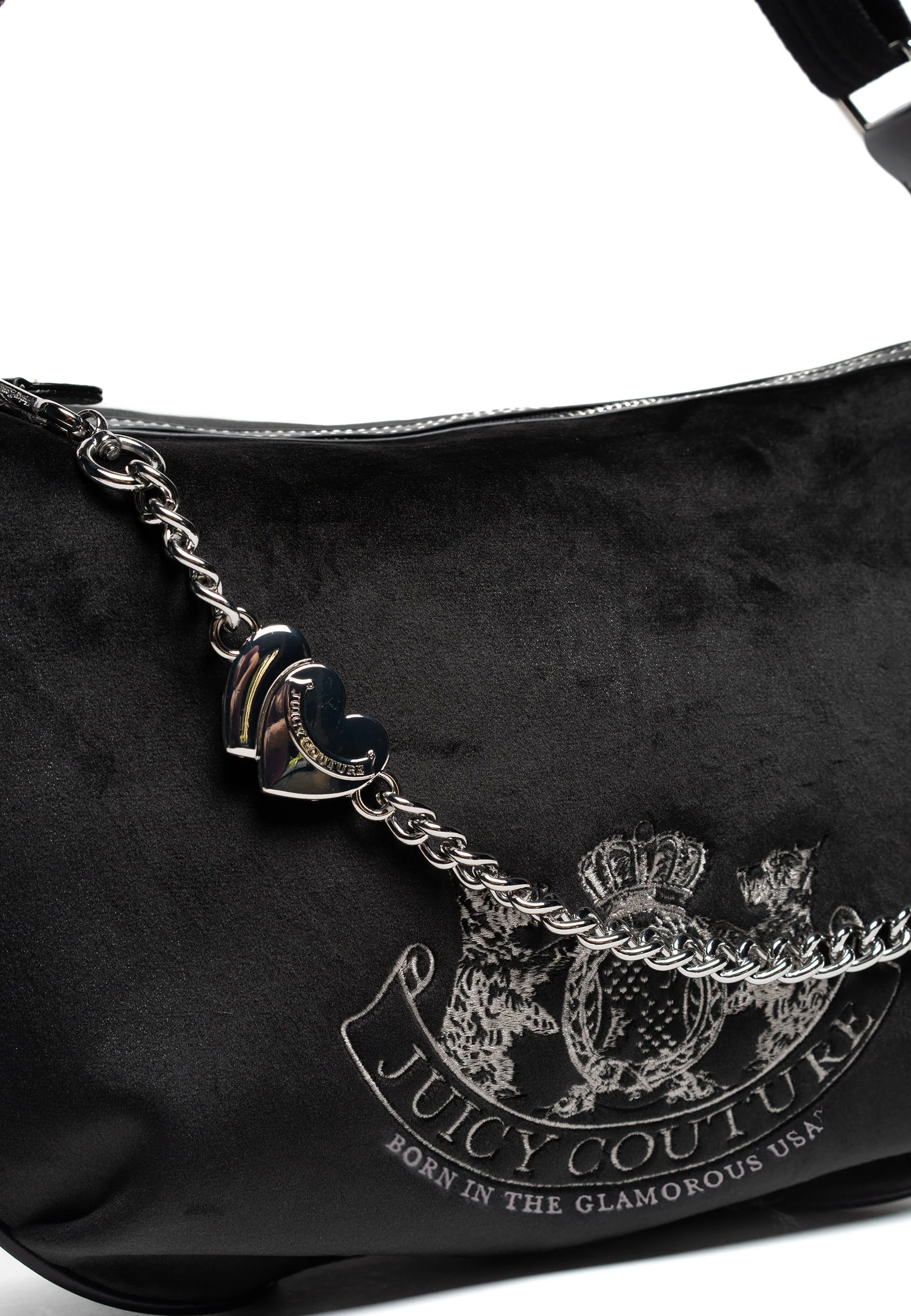 Borsa a spalla con catena Twig Narrative Nero in velour - Image 3