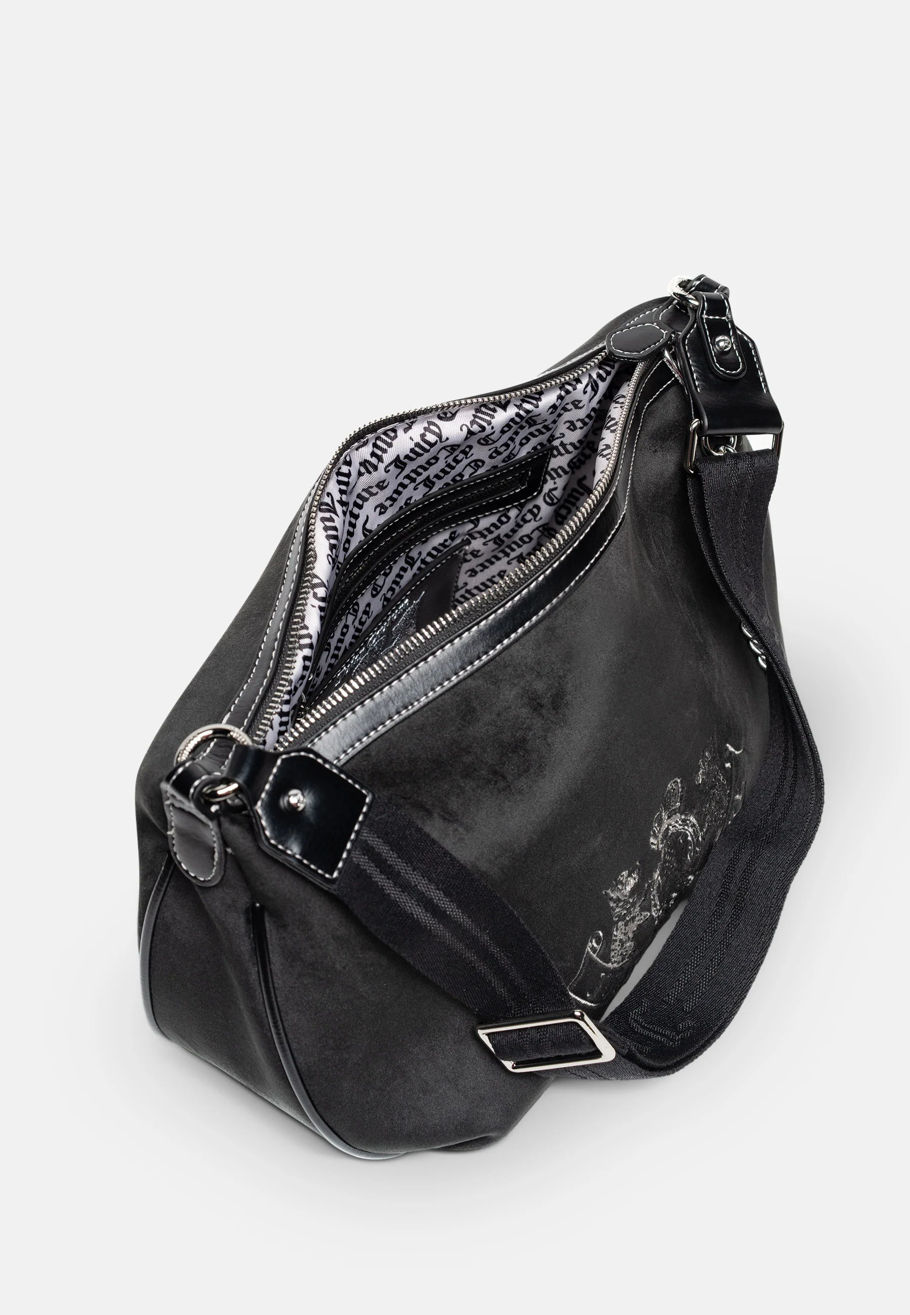 Borsa a spalla con catena Twig Narrative Nero in velour - Image 4