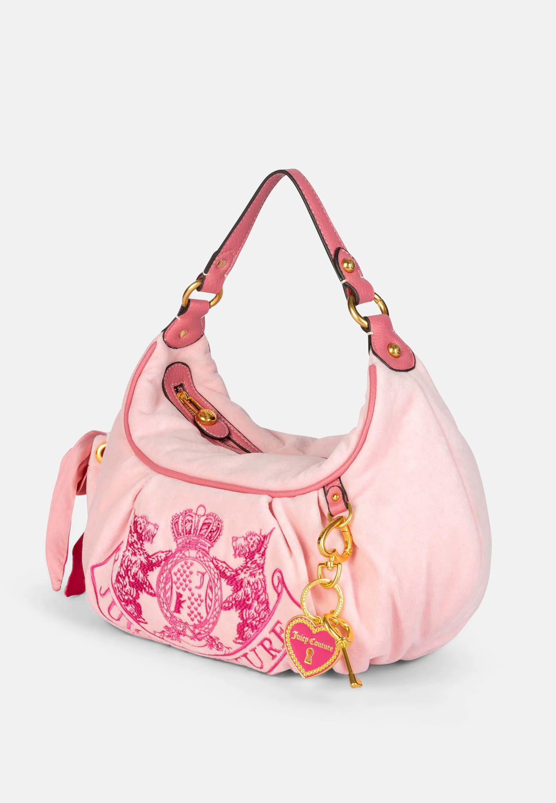 Borsa a spalla Day Dreamer media in velluto colore Rosa Juicy - Image 4