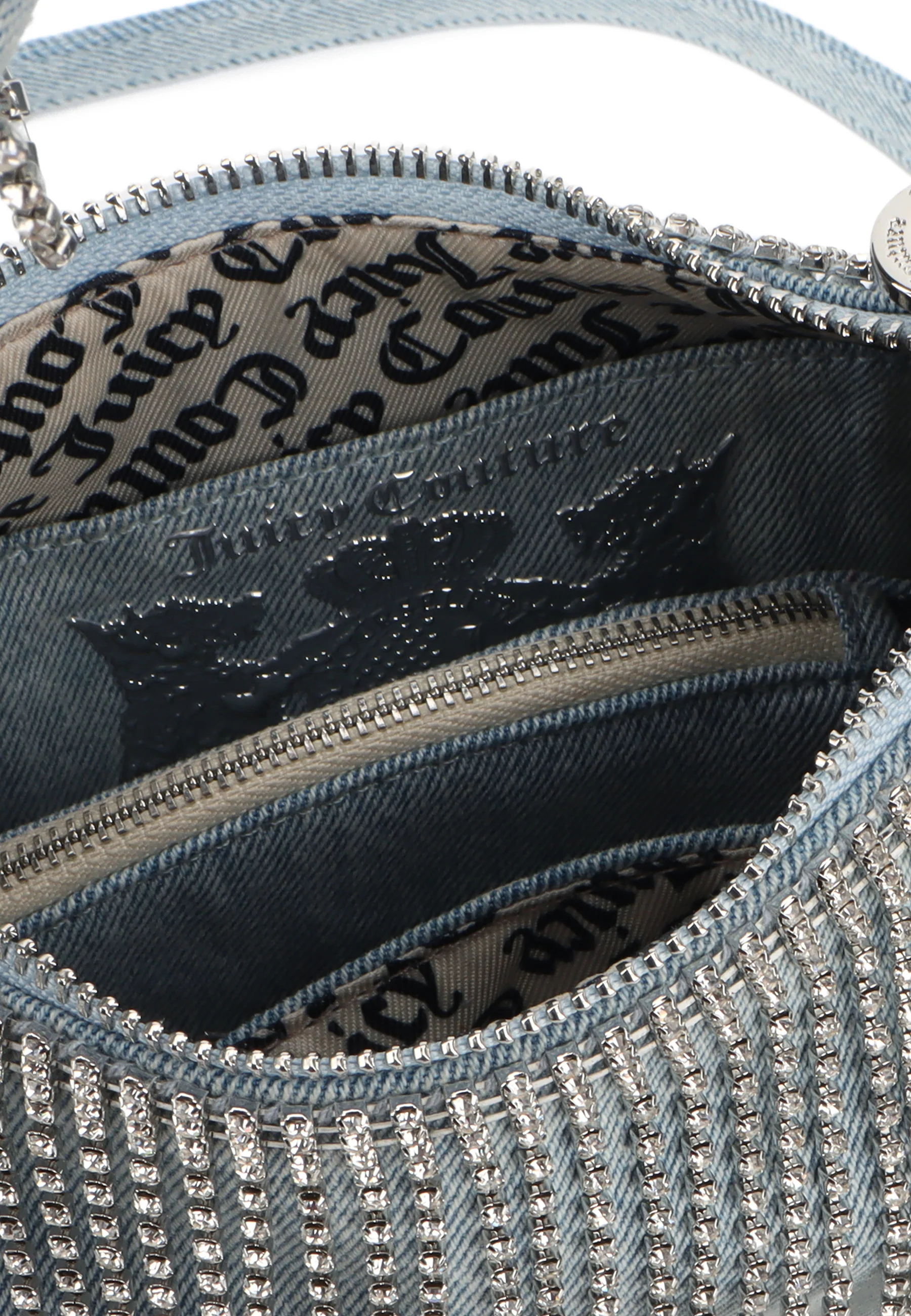 Borsa a spalla Fireflies in denim con frange di strass e con tracolla regolabile colore Azzurro - Image 4