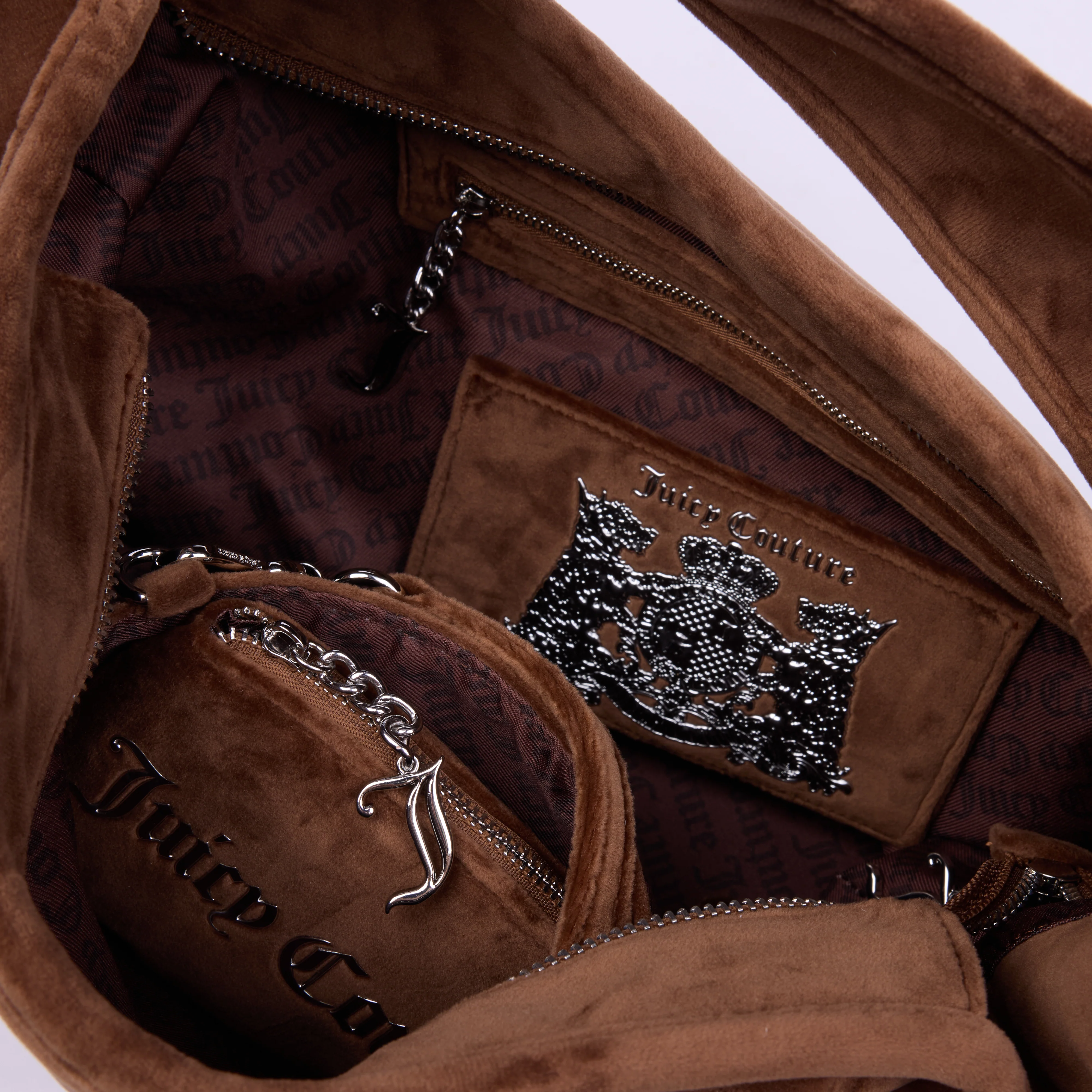 Borsa a spalla grande Kimberly Marrone in velour - Image 3