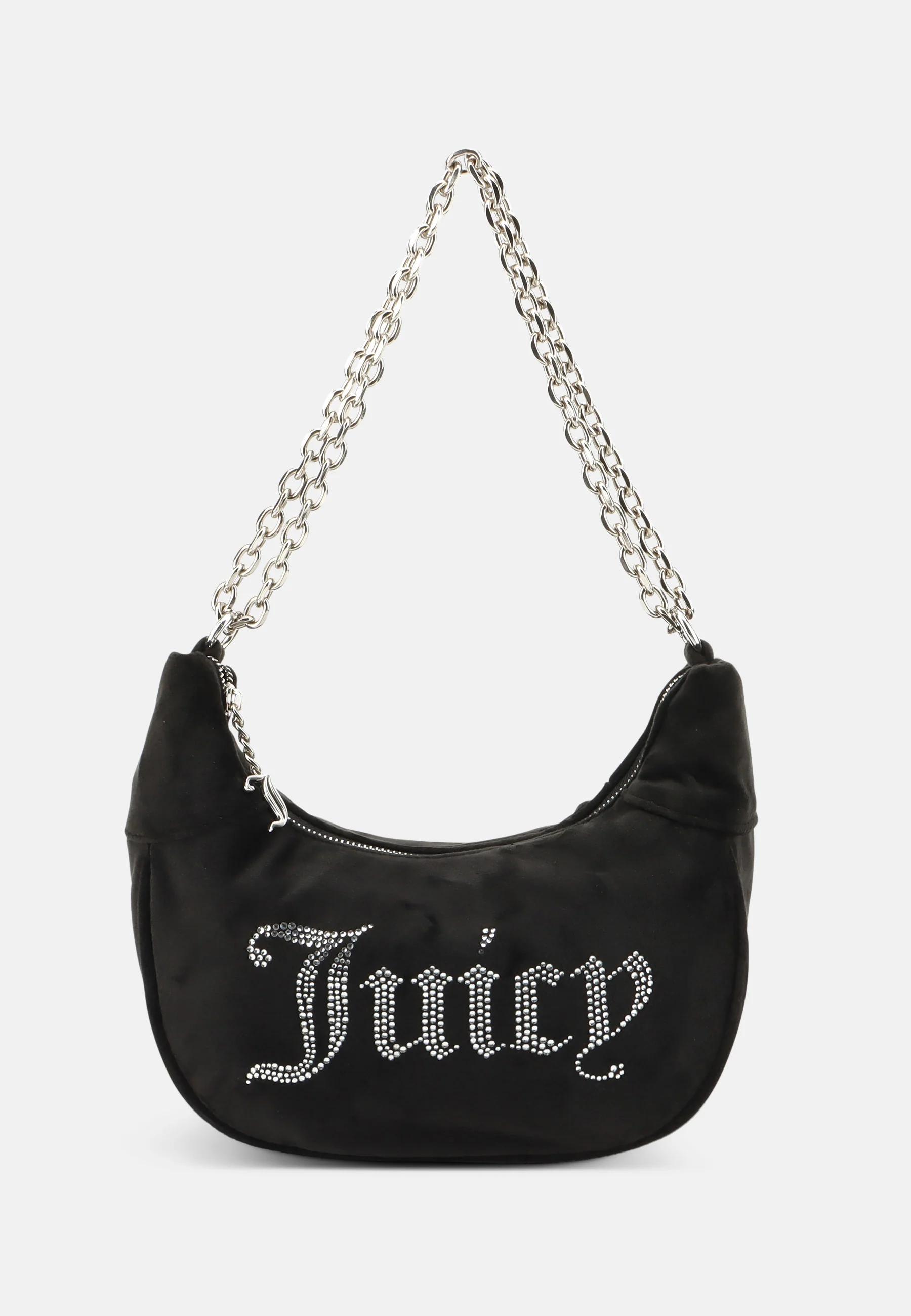 Borsa a spalla Kimberly in velluto con catena e logo in strass colore Nero
