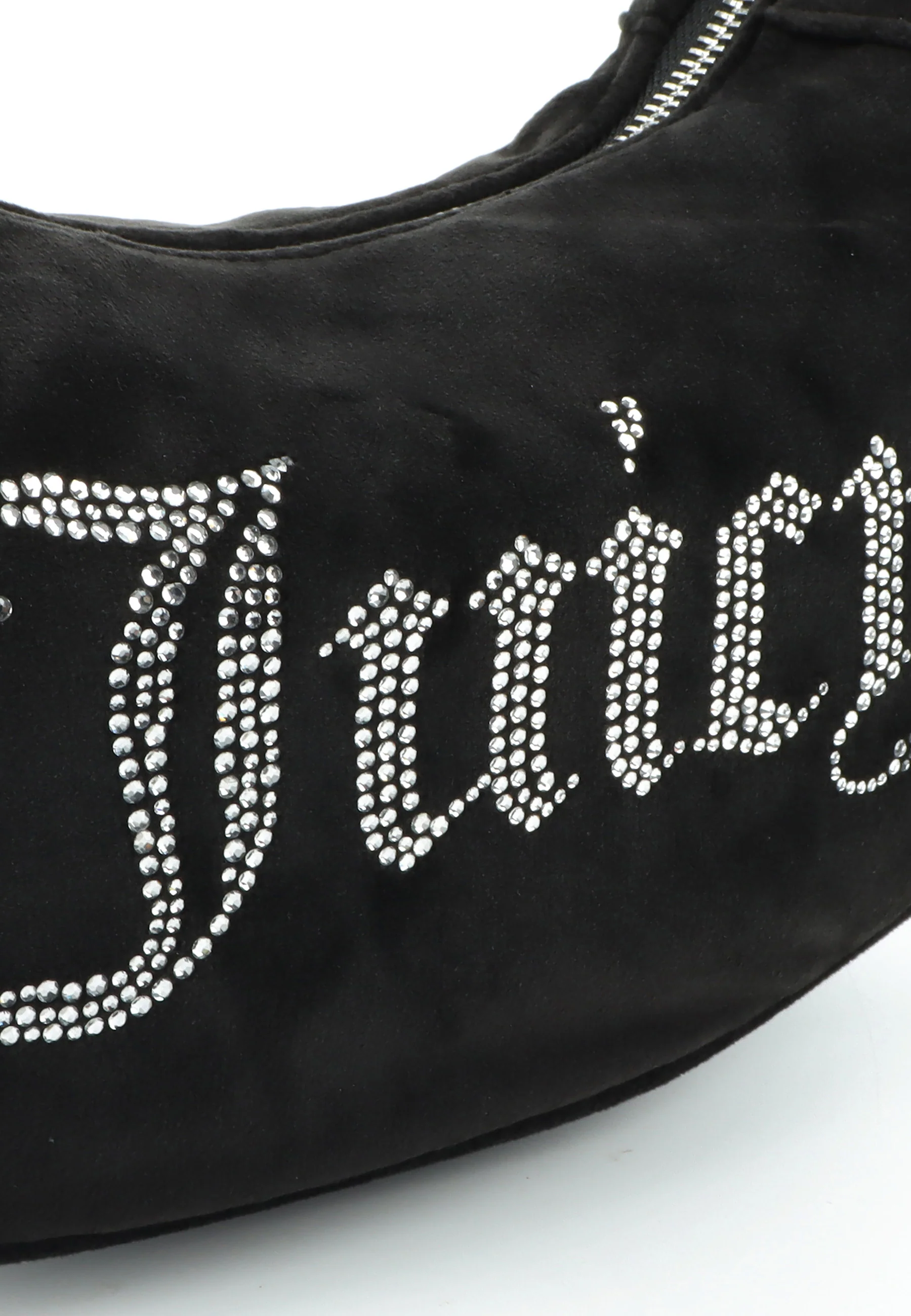 Borsa a spalla Kimberly in velluto con catena e logo in strass colore Nero - Image 3