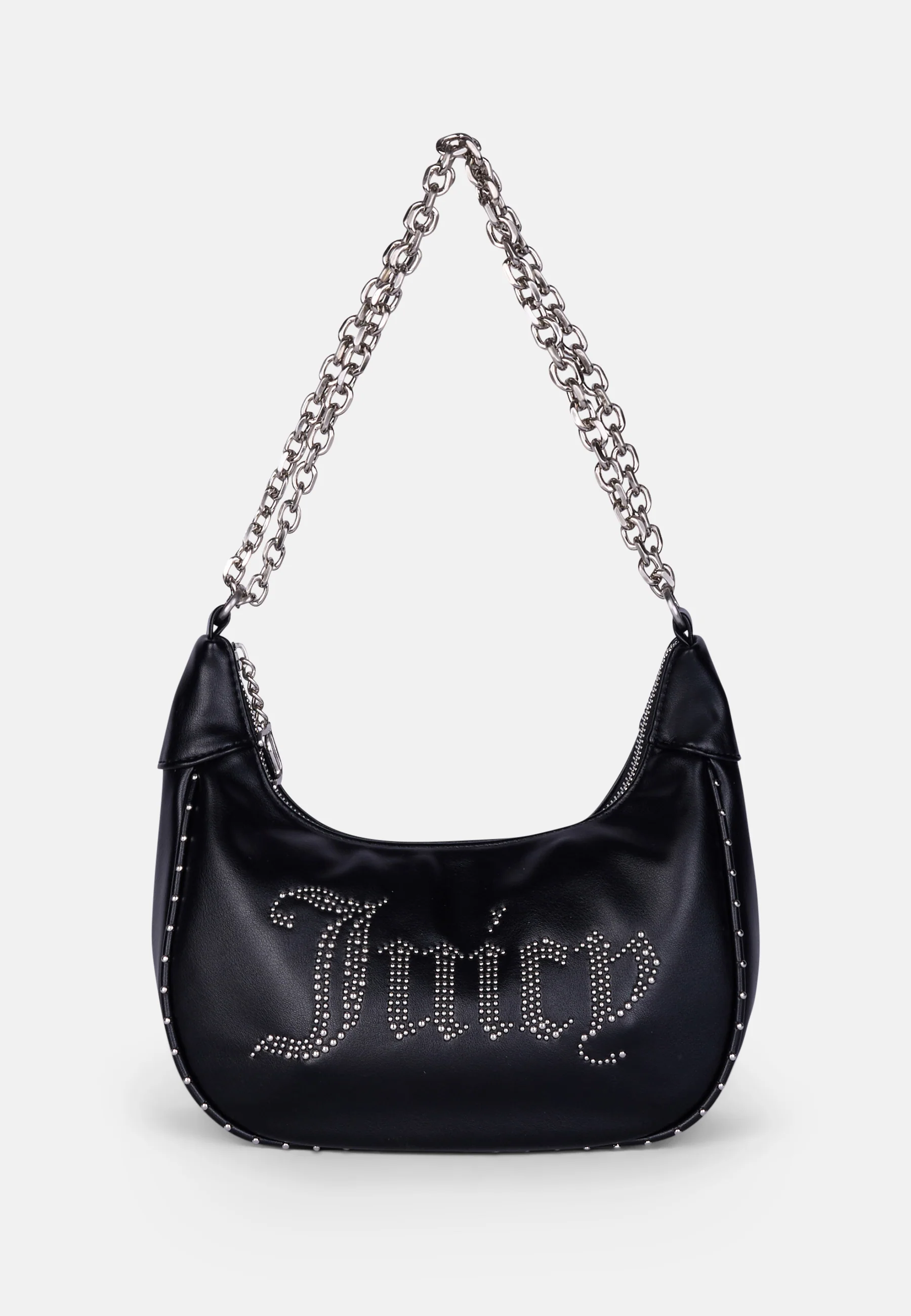 Borsa a tracolla Kimberly in ecopelle con catena e logo in strass colore Nero