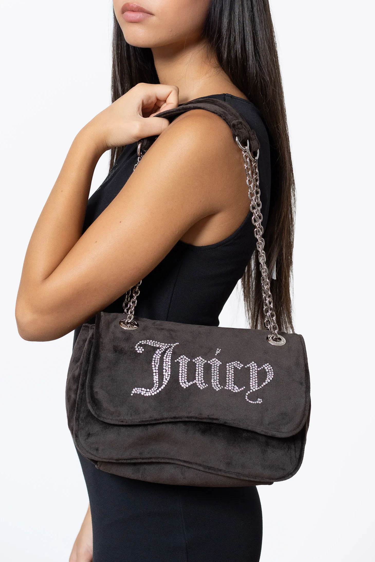 Borsa a tracolla Kimberly Marrone in velluto - Image 5