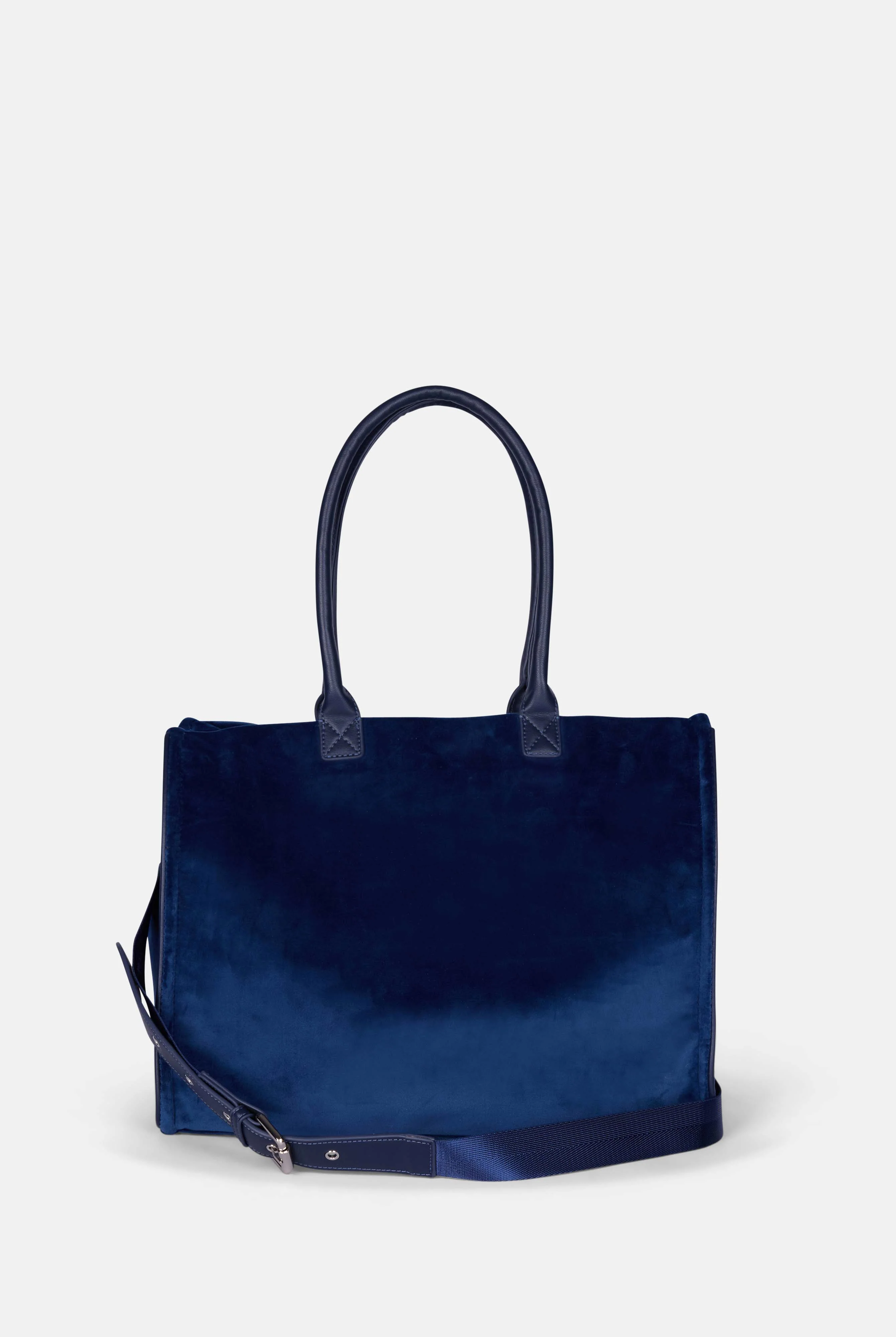 Borsa shopper grande con strass Iris Blu Scuro in velour - Image 2