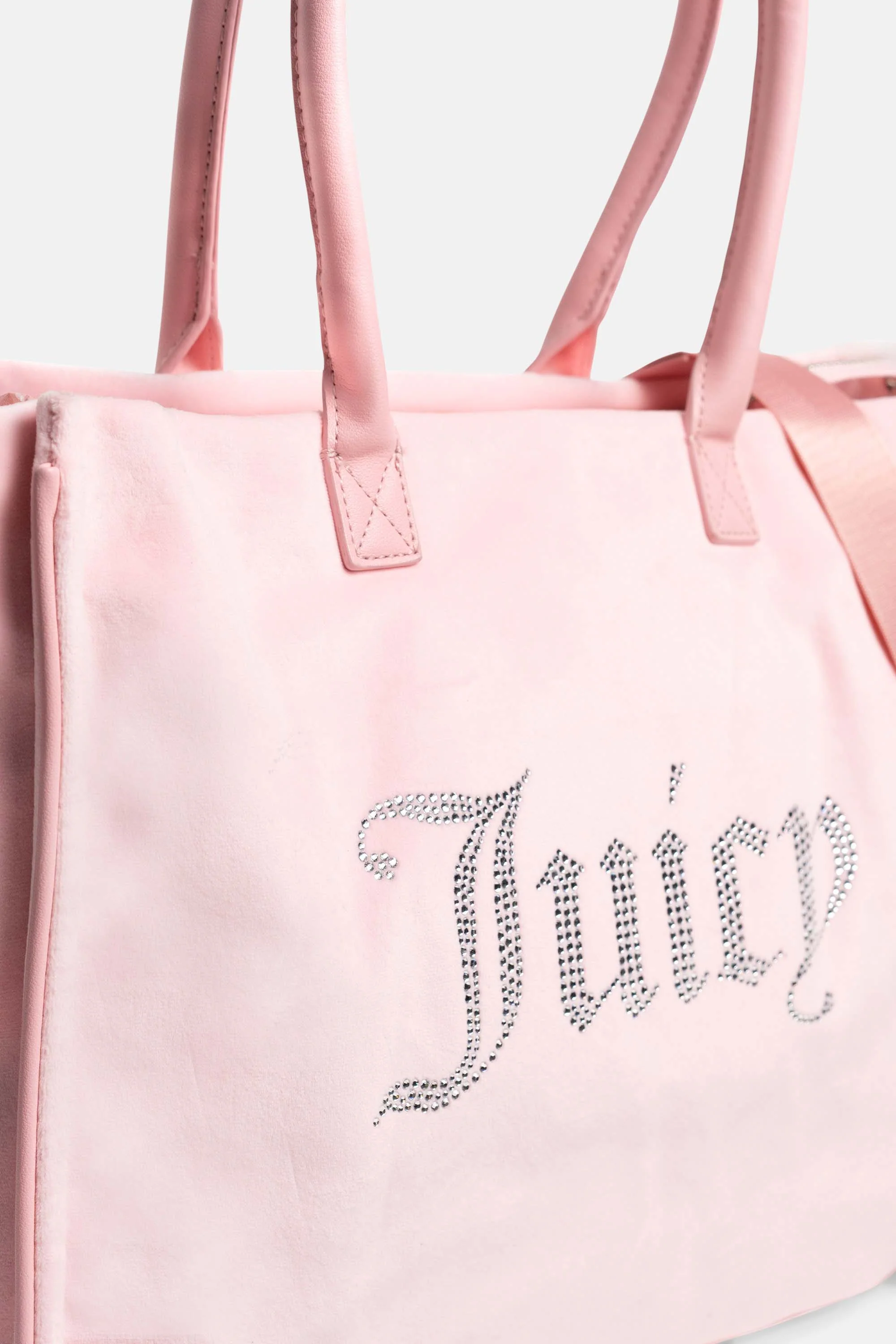 Borsa shopper grande con strass Iris Rosa Juicy in velour - Image 4