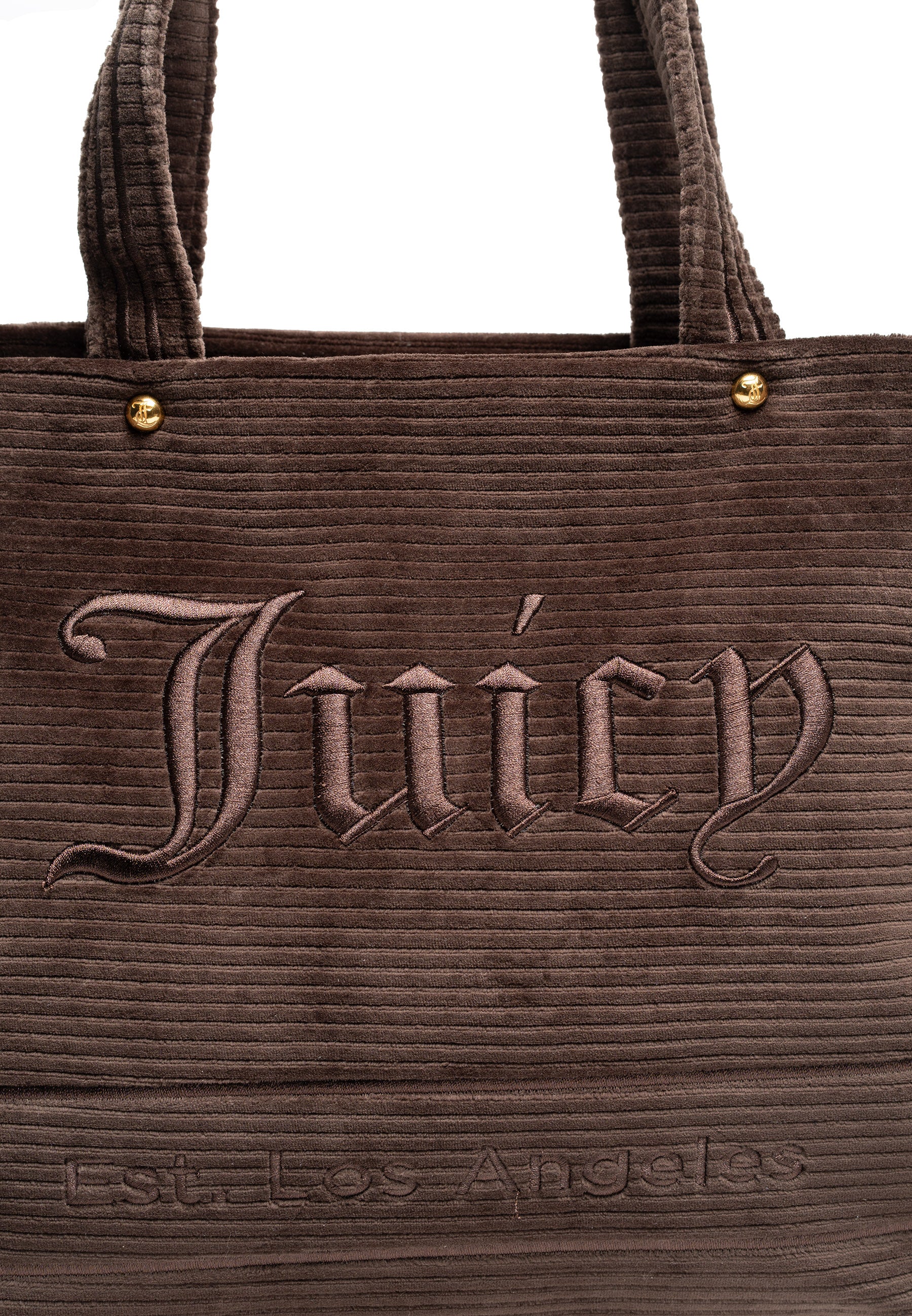 Borsa shopper grande Iris Marrone in velour a coste - Image 3