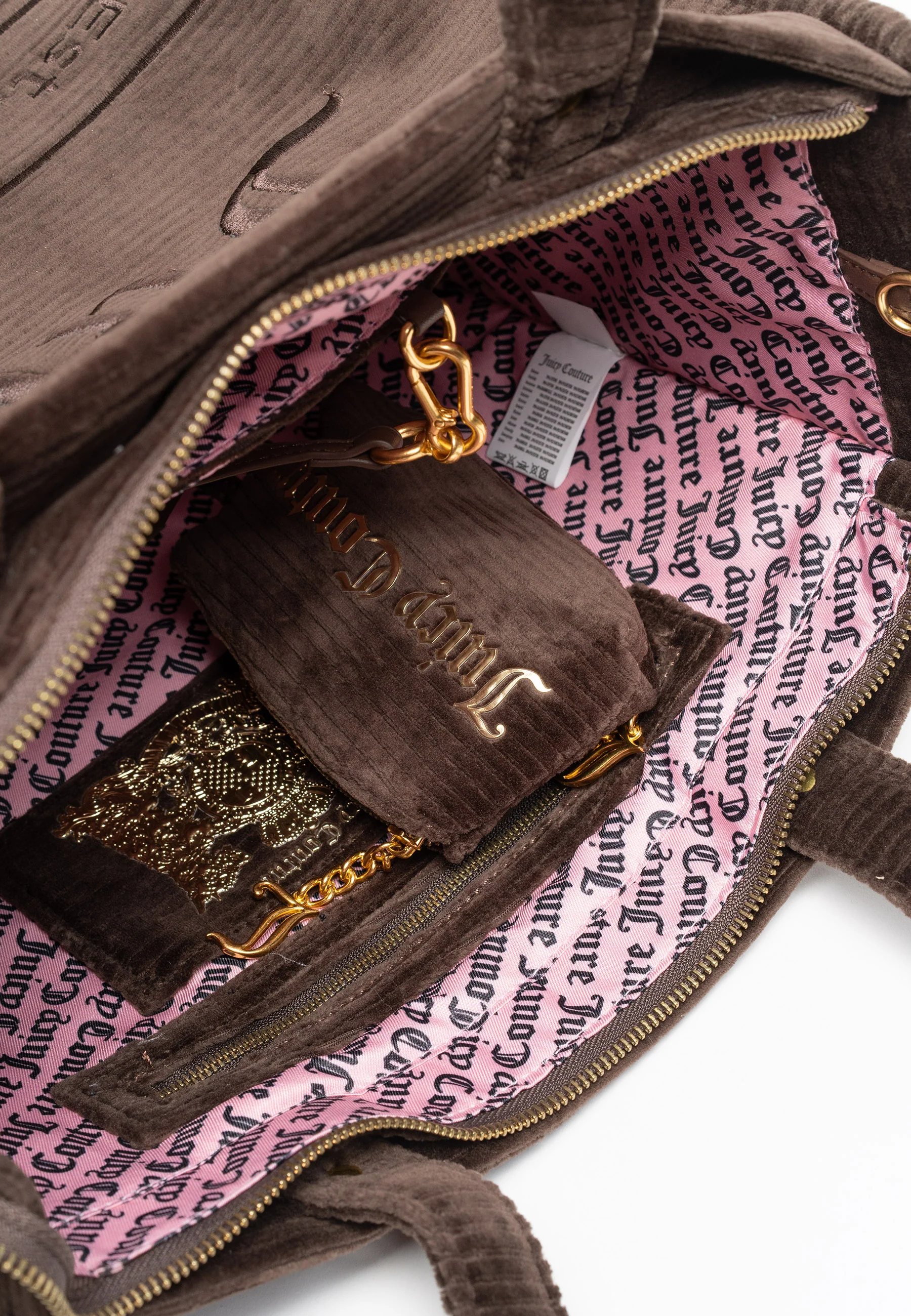 Borsa shopper grande Iris Marrone in velour a coste - Image 4