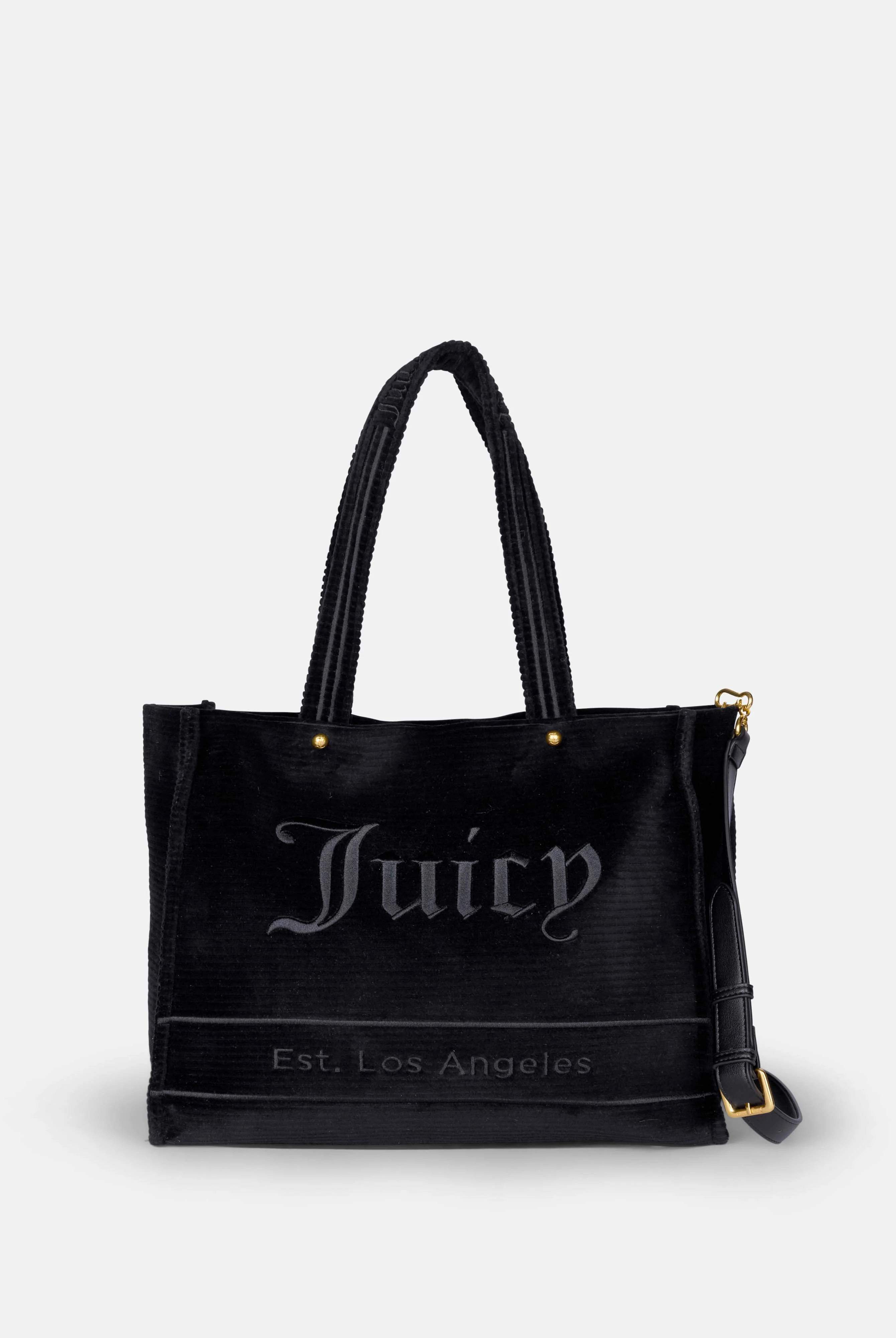 Borsa shopper grande Iris Nero in velour a coste
