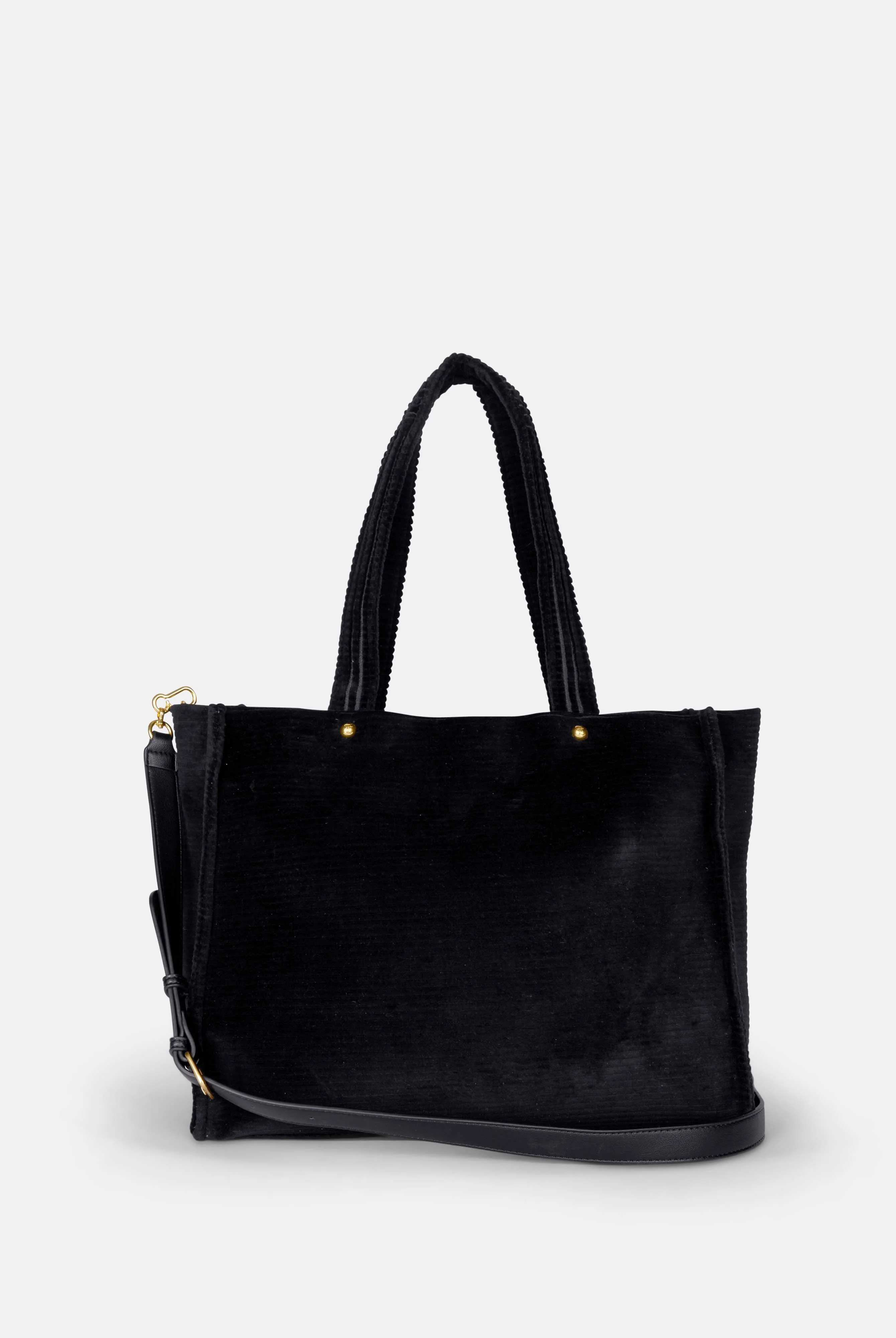 Borsa shopper grande Iris Nero in velour a coste - Image 2