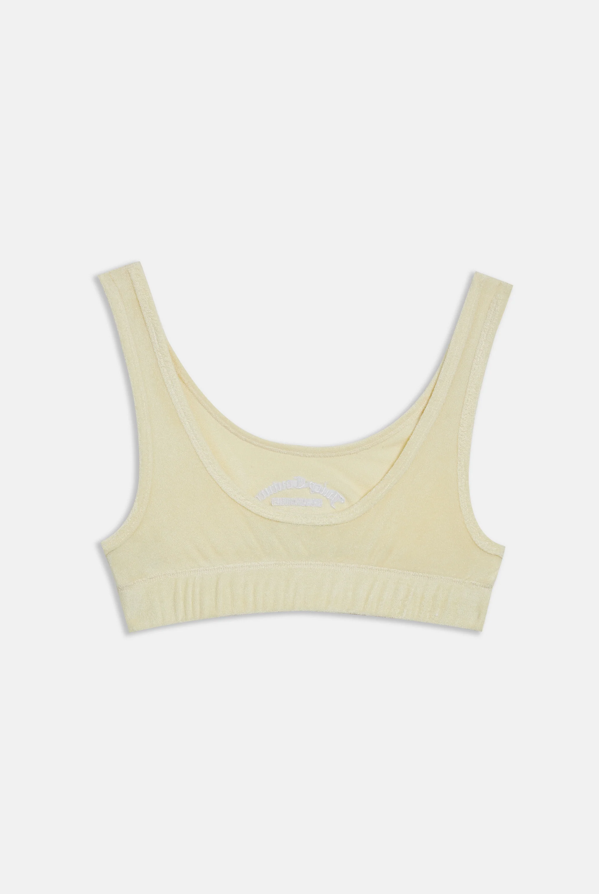 Bralette Juicy Couture in spugna con scollo rotondo e logo ricamato colore Giallo pastello - Image 2