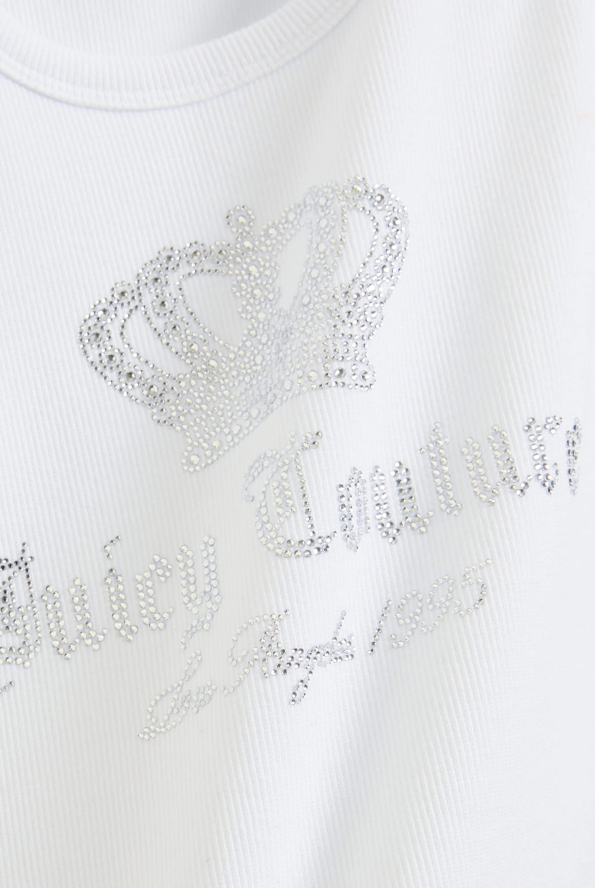 Canotta Gothic Crown in jersey a costine con logo corona in strass color bianco - Image 2