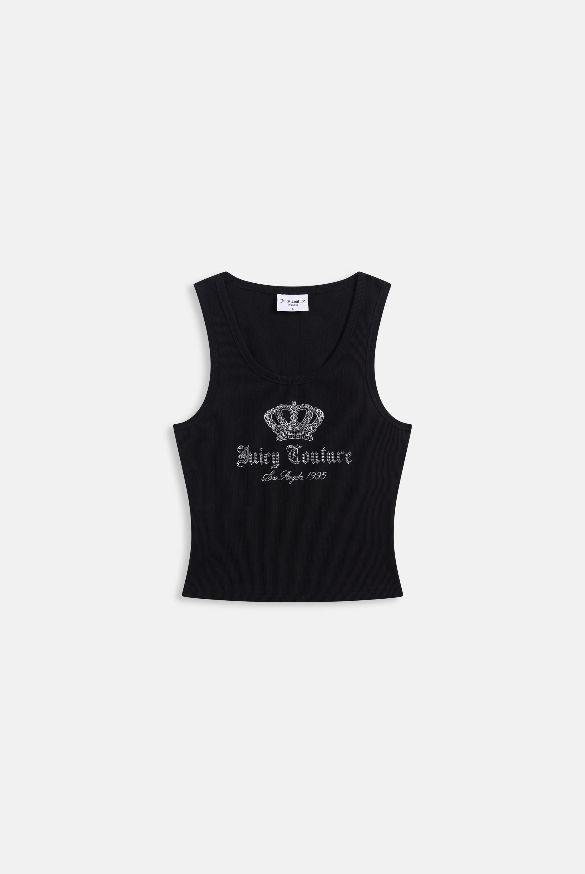 Canotta Gothic Crown in jersey a costine con logo corona in strass color nero