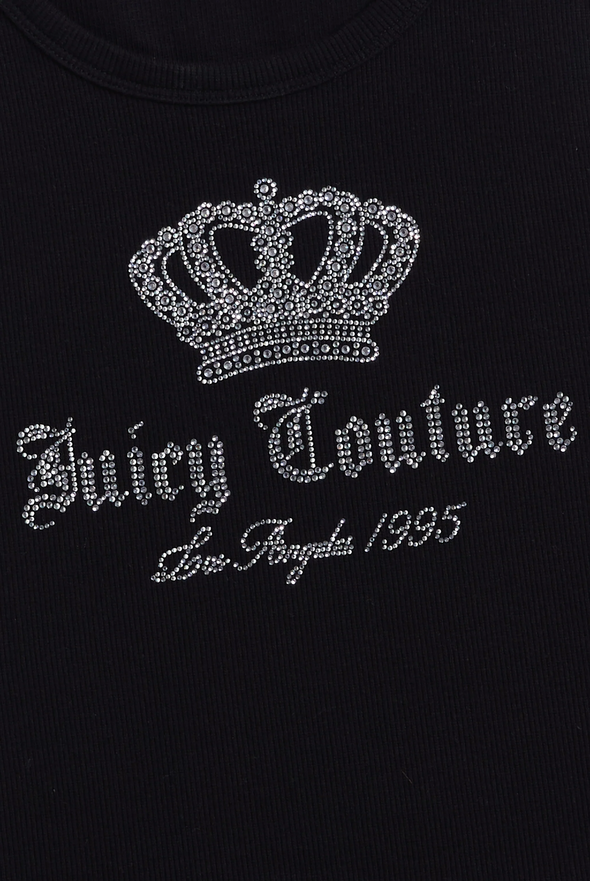 Canotta Gothic Crown in jersey a costine con logo corona in strass color nero - Image 8