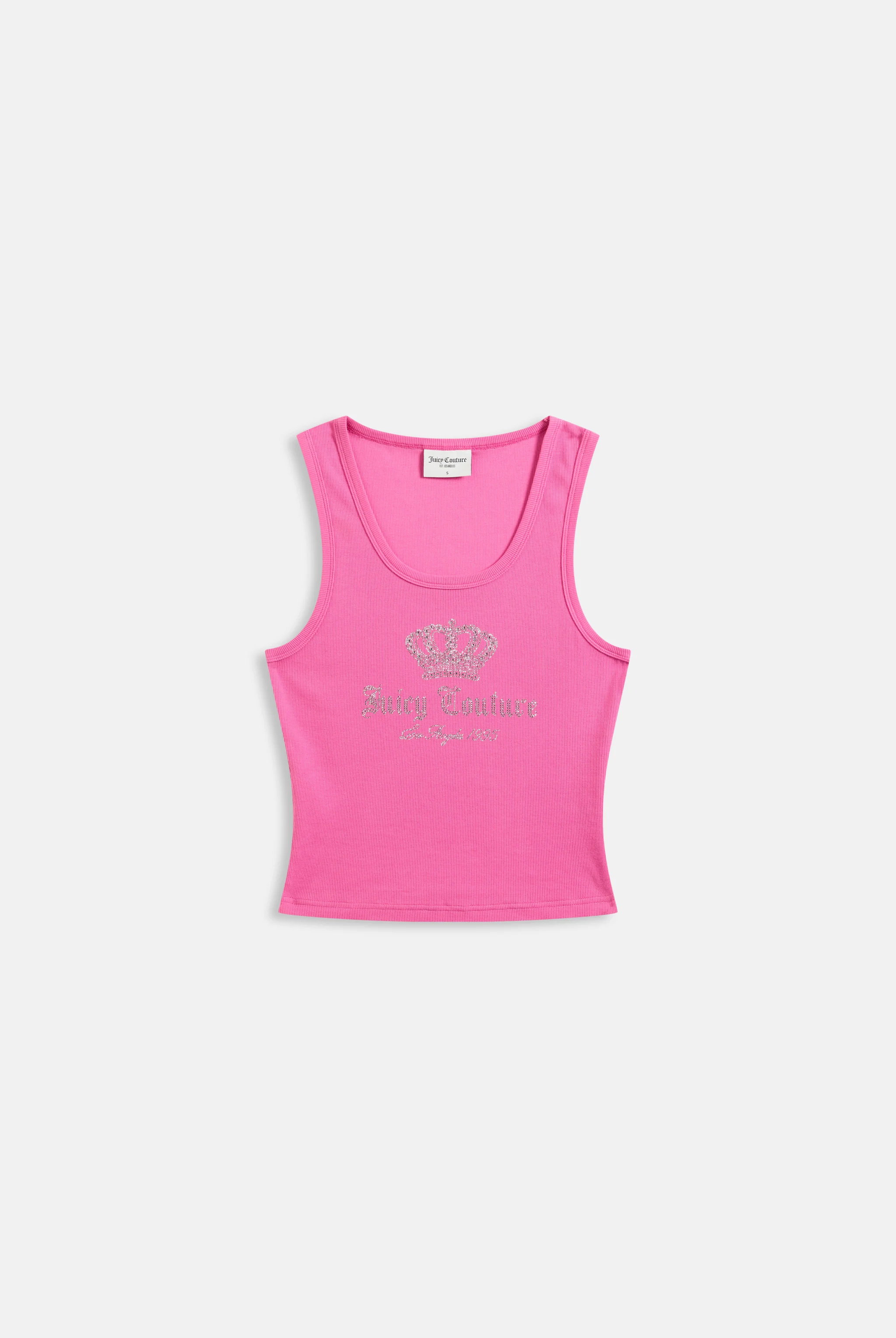 Canotta Gothic Crown in jersey a costine con logo corona in strass color rosa
