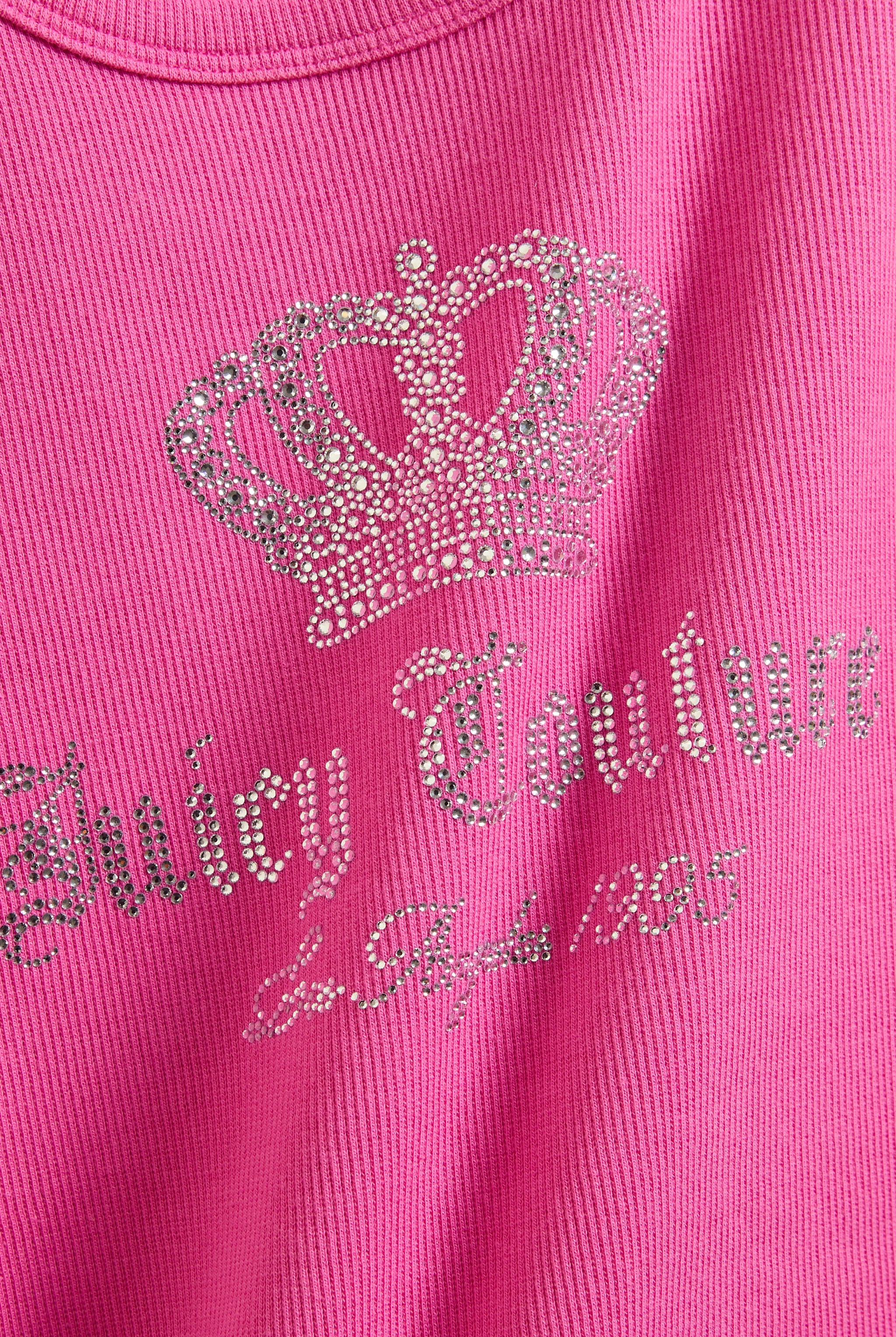 Canotta Gothic Crown in jersey a costine con logo corona in strass color rosa - Image 7