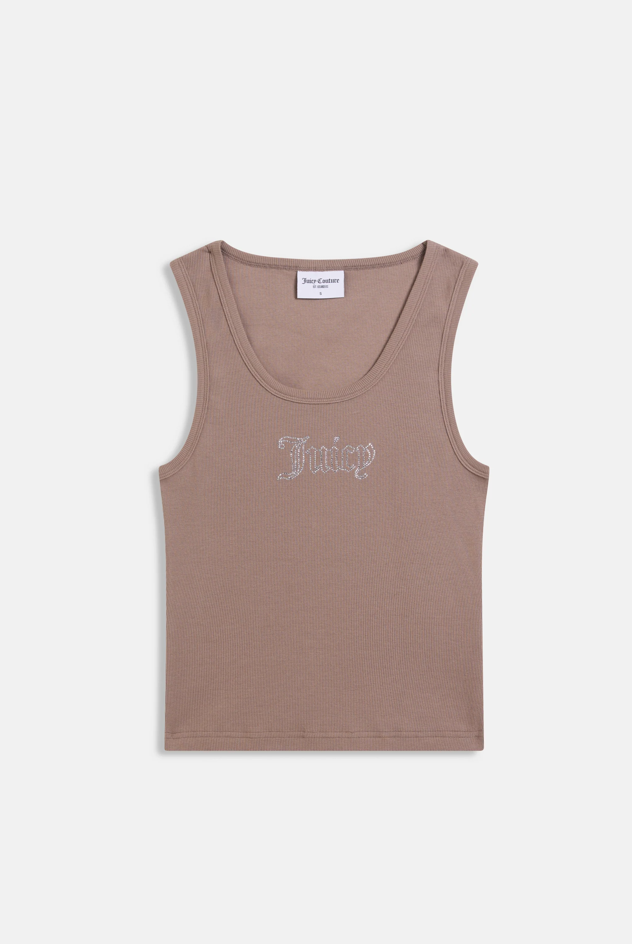 Canotta in jersey a costine con logo Juicy in strass tono su tono colore Beige