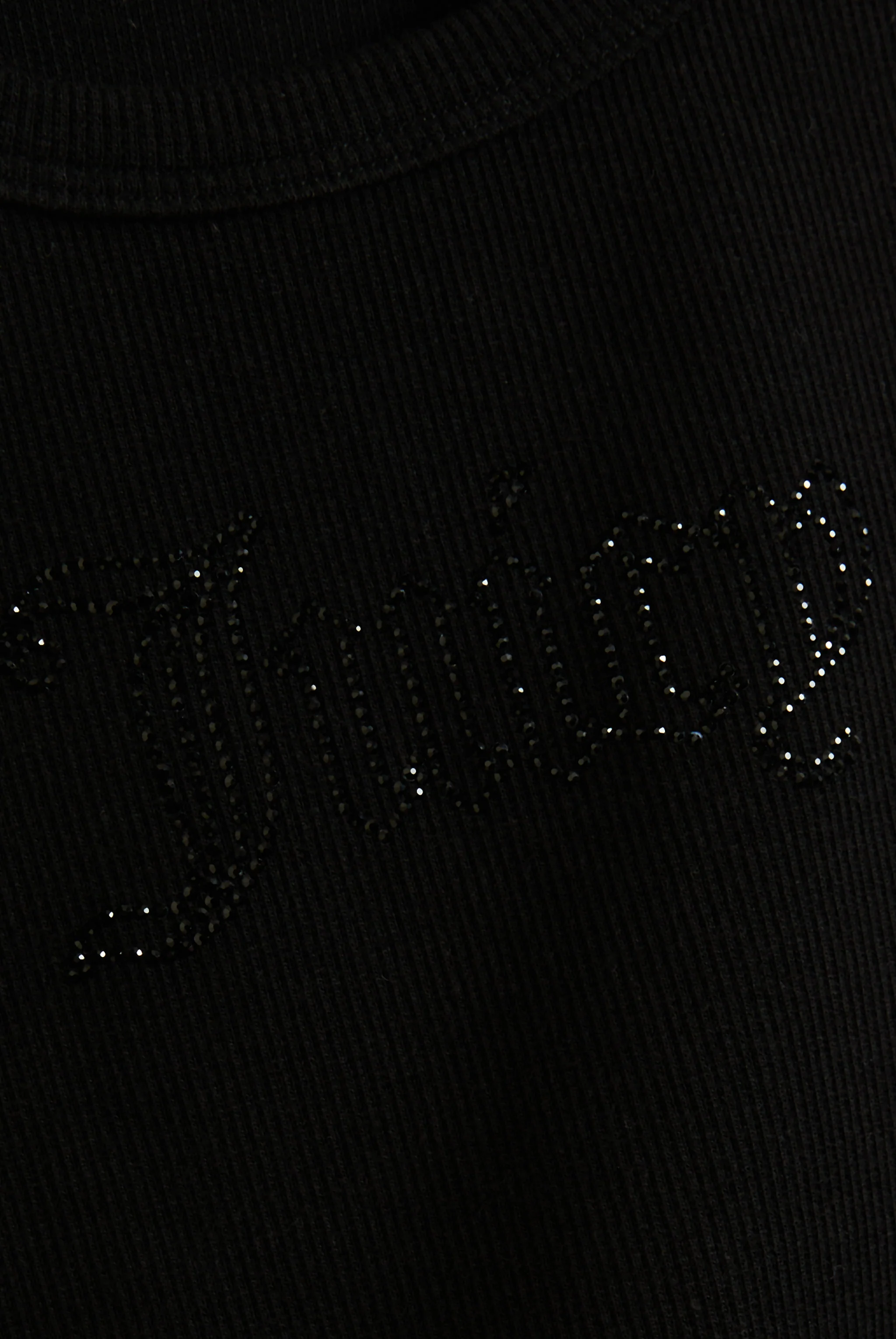 Canotta in jersey a costine con logo Juicy in strass tono su tono colore Nero - Image 2