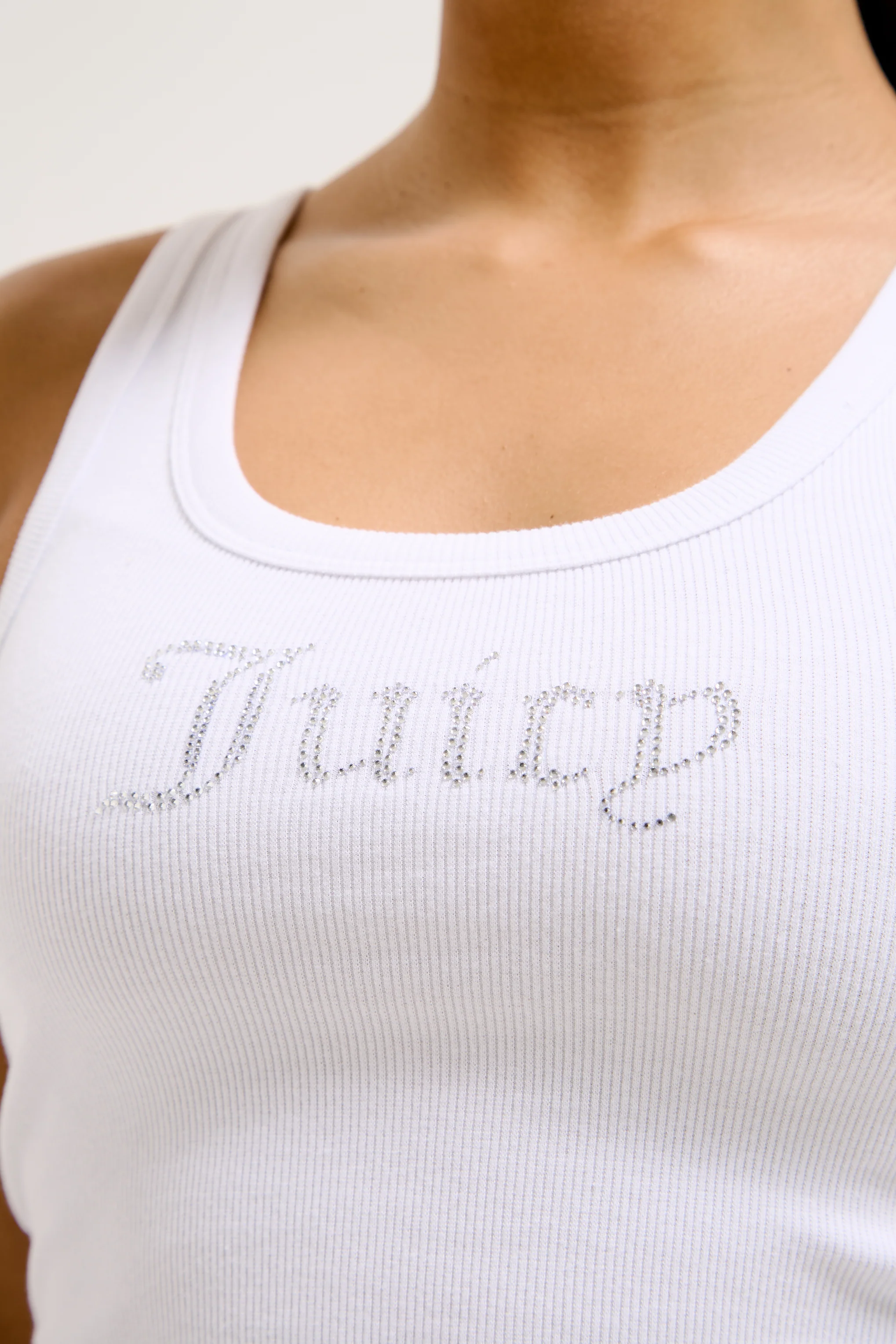 Canotta Racer Bianca con logo strass - Image 5