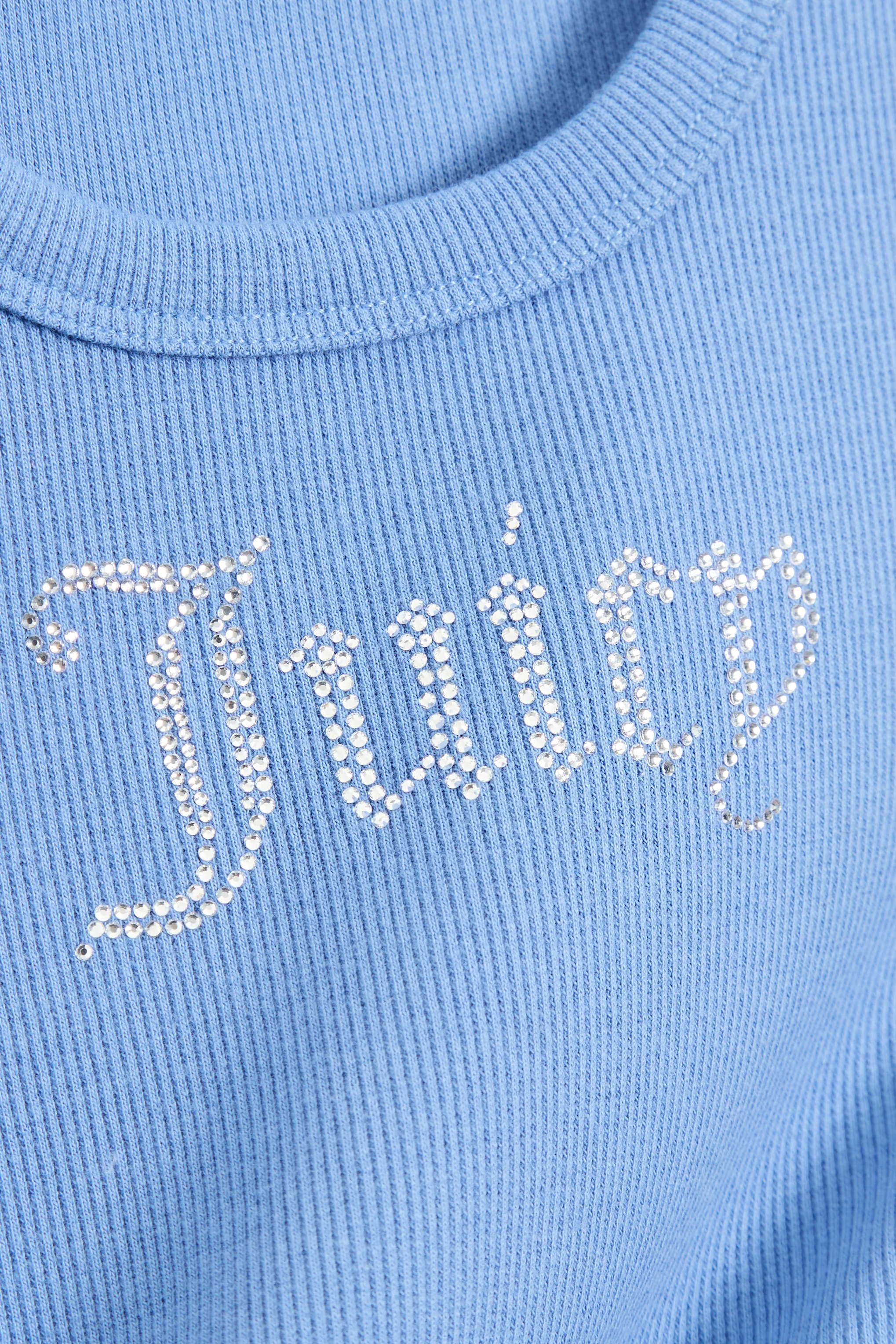 Canotta Racer Blu cielo con logo strass - Image 6